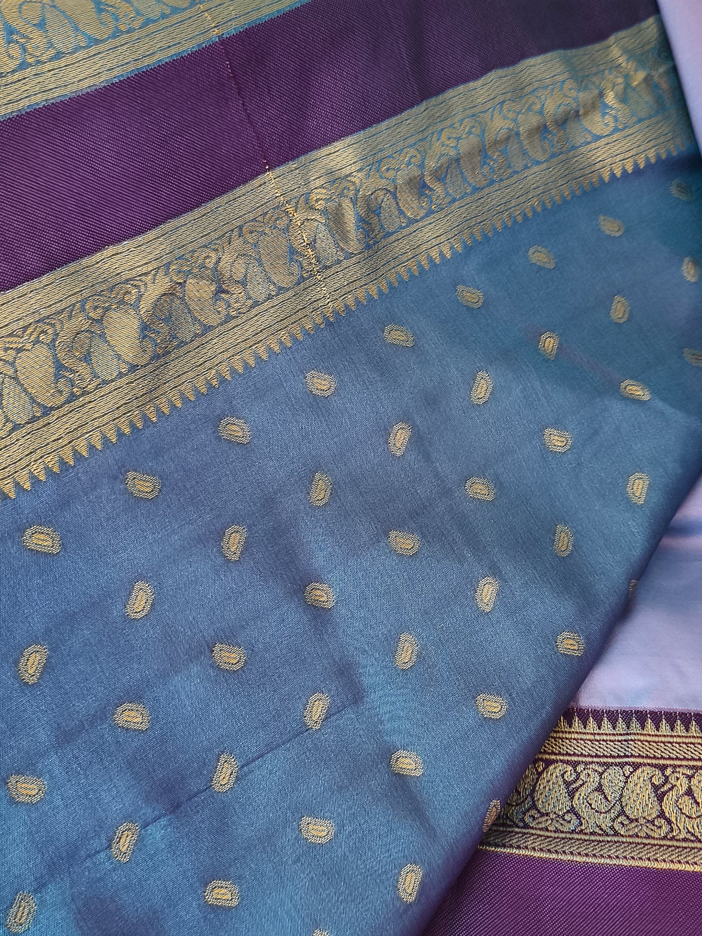 kanjivaram Banaras Soft Pattu saree with contrast blouse