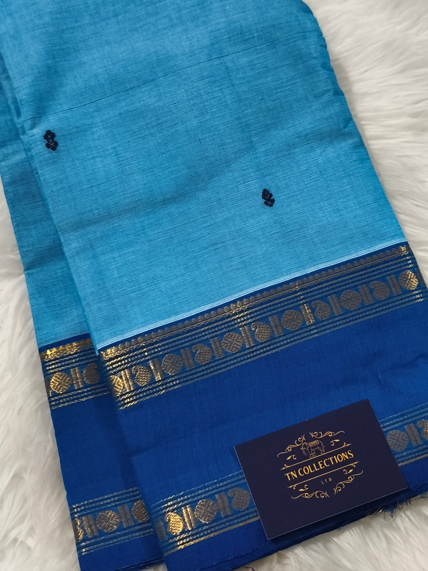 Pure Kanchi Cotton Saree (Blue)