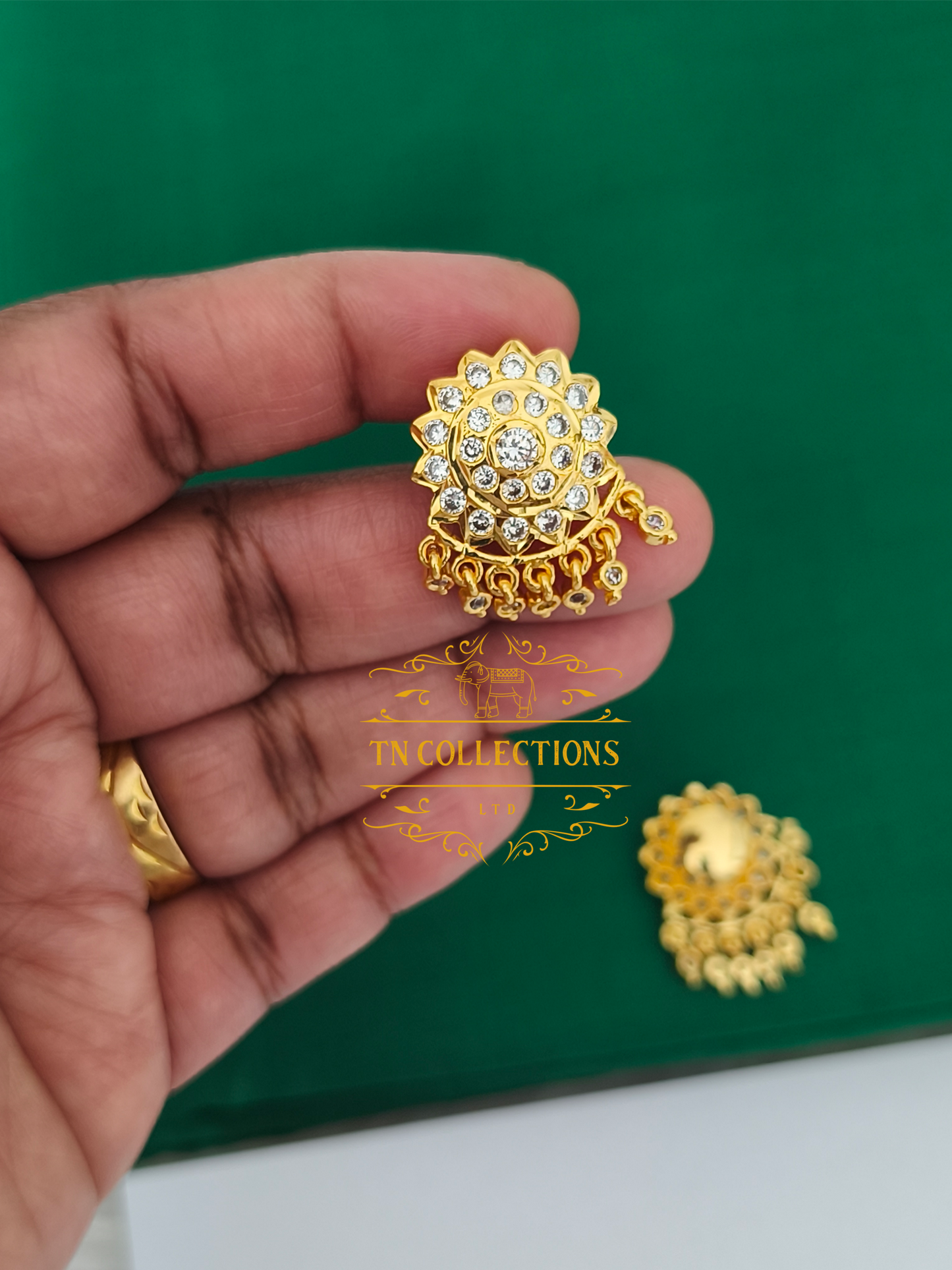 Micro Gold-Plated Impon Lotus Pathakkam with Double layer pearl chain