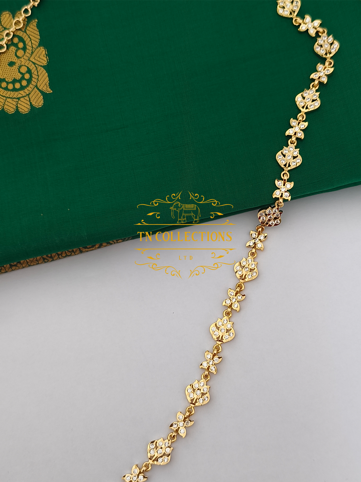 Micro Gold-Plated Trendy Hip chain (Full white stones)