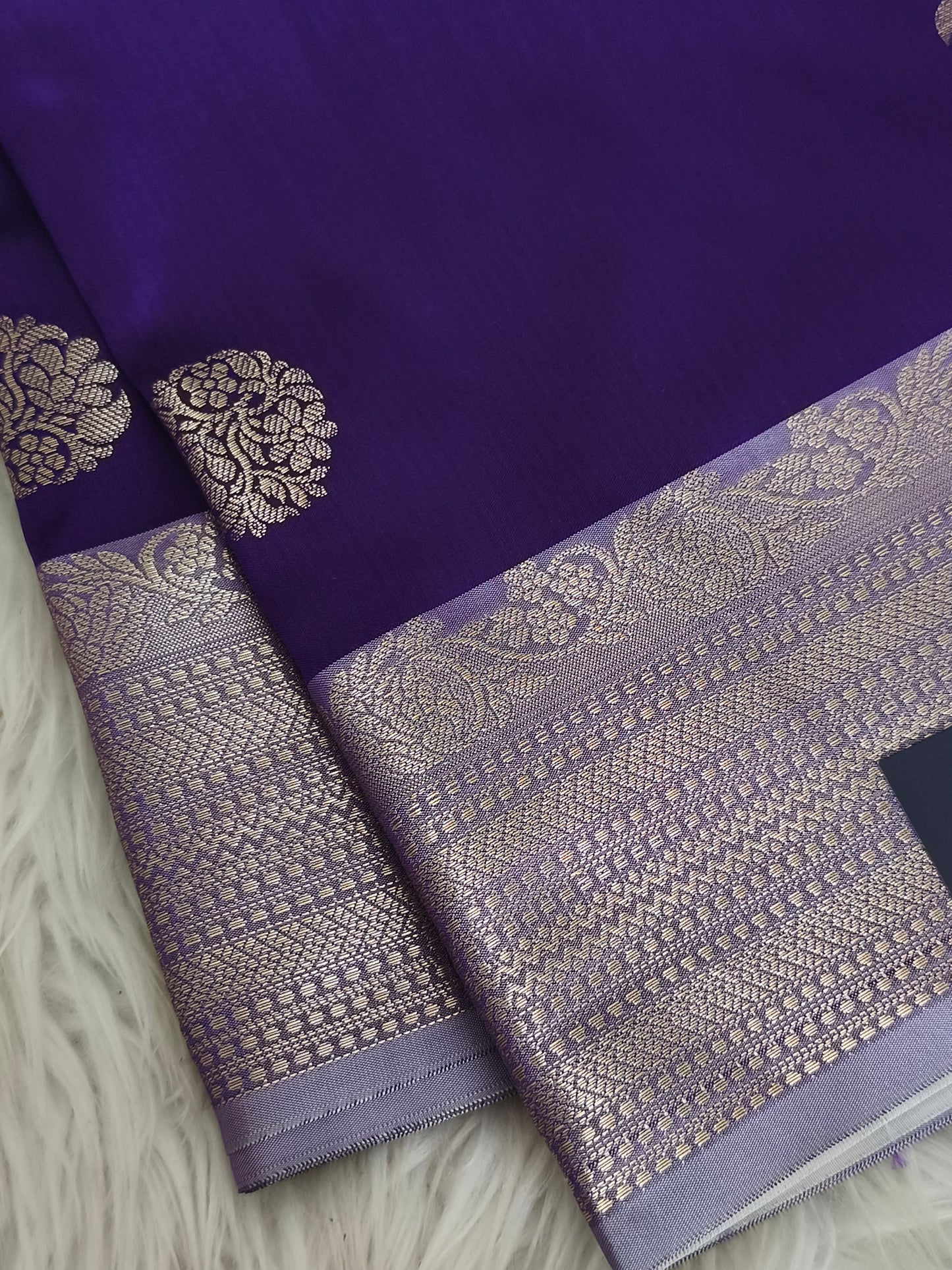 Banarasi Semi Katan Semi Silk Saree (Dark Purple)