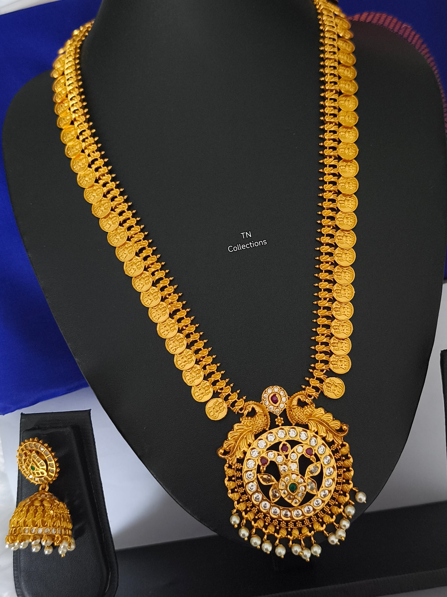 Matte Finish Long Haaram with Earrings