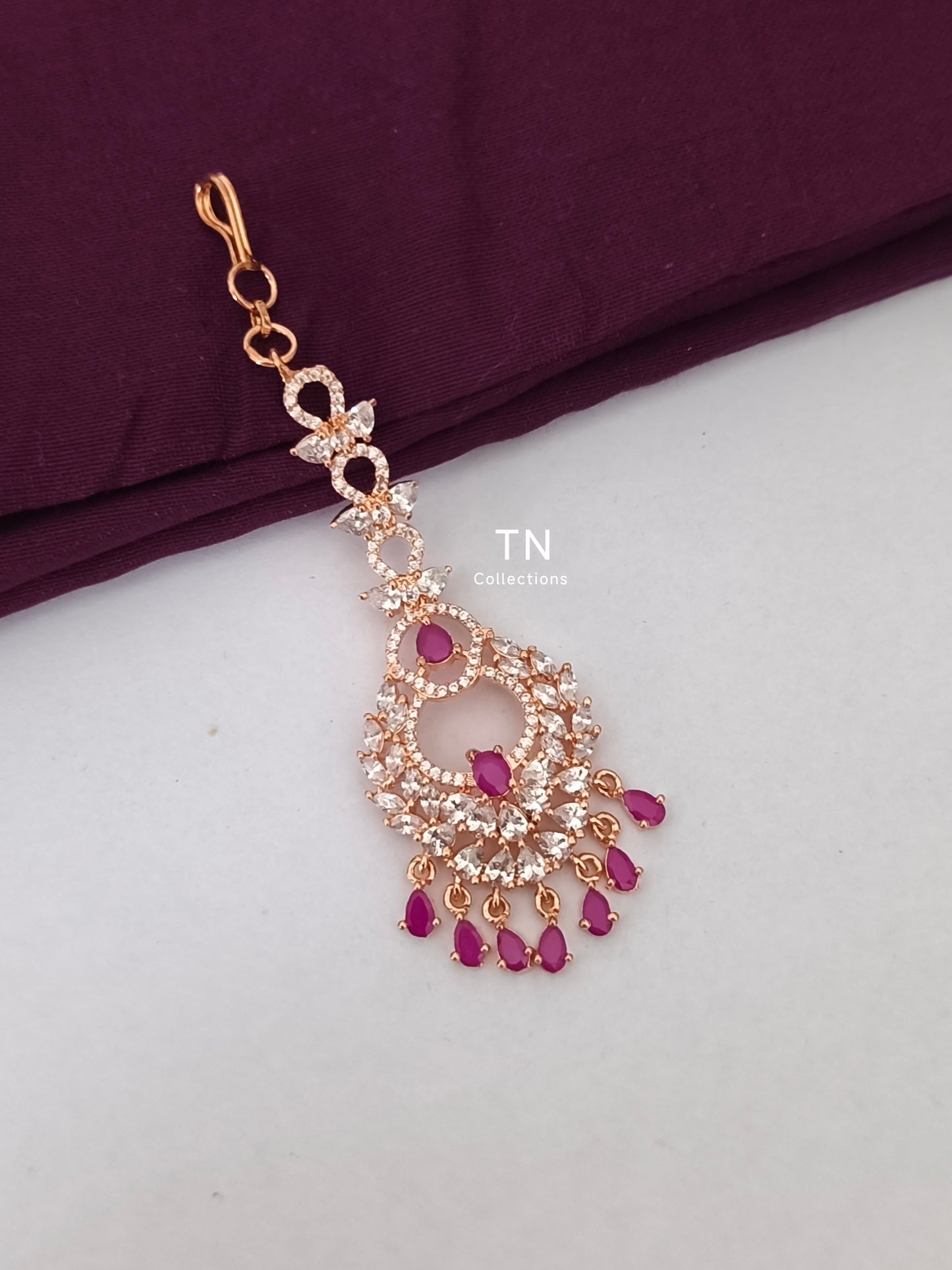 Rose gold finish Nethichuddi (Tikka)