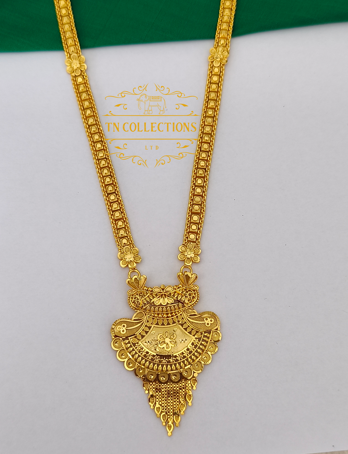 Gold Plated Long Haaram with Earrings