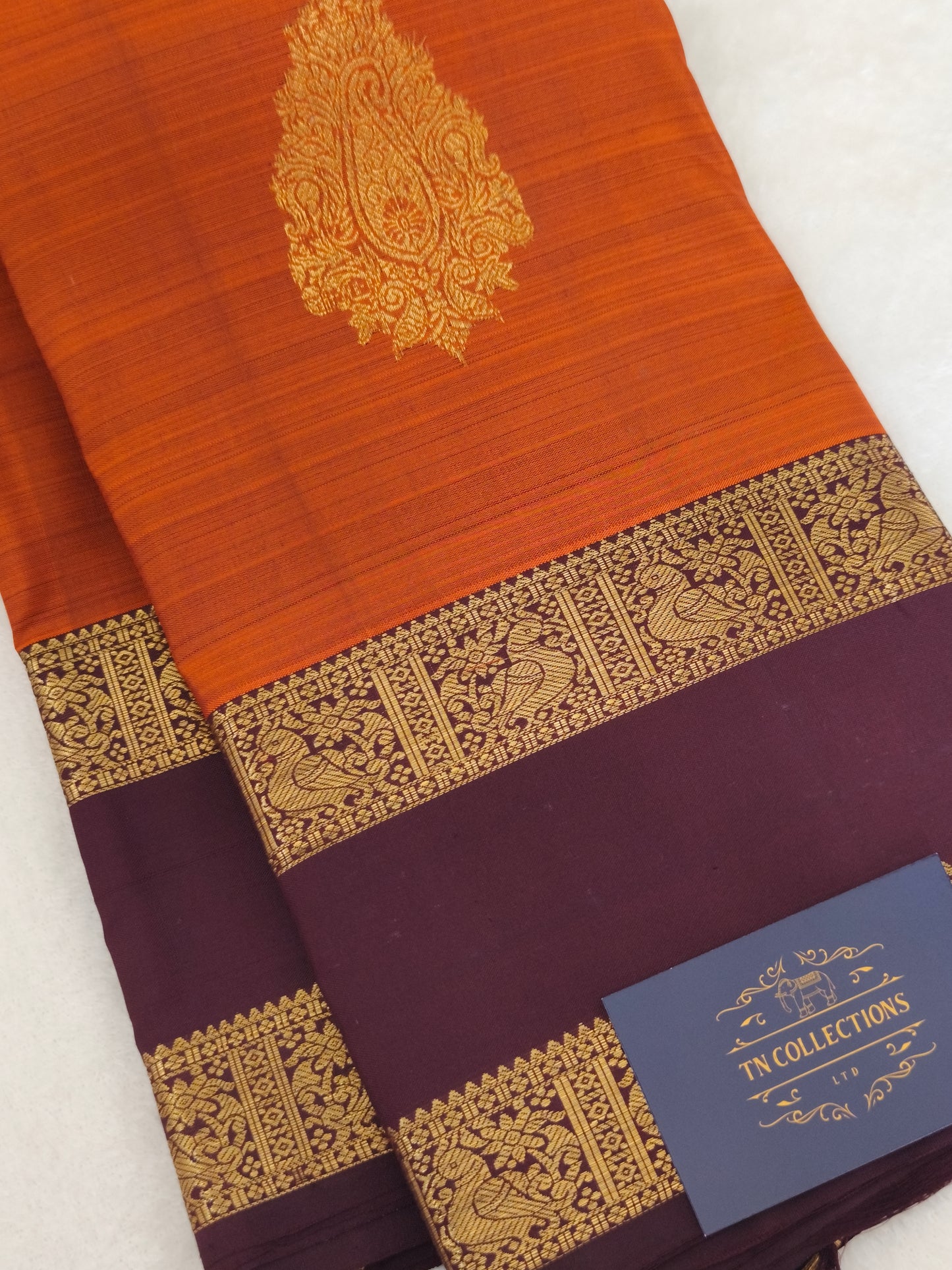 Trendy Pure Kanchipuram Silk Saree (Vintage Rusty Orange)