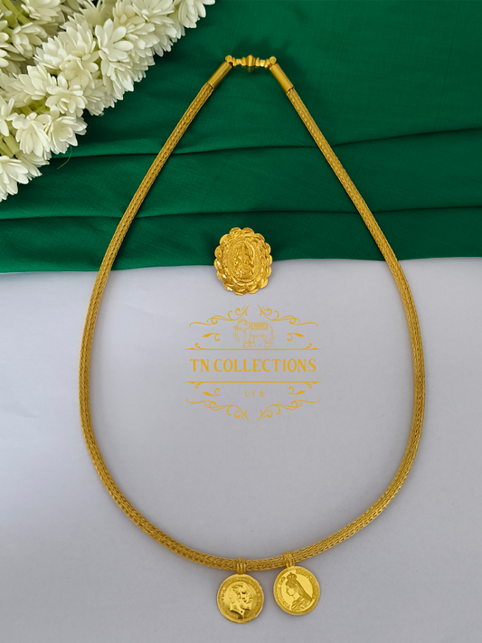 22ct Gold Plated Traditional Hindu Thalikodi with Amman thali & Coins (15- 19 Pawn thickness)