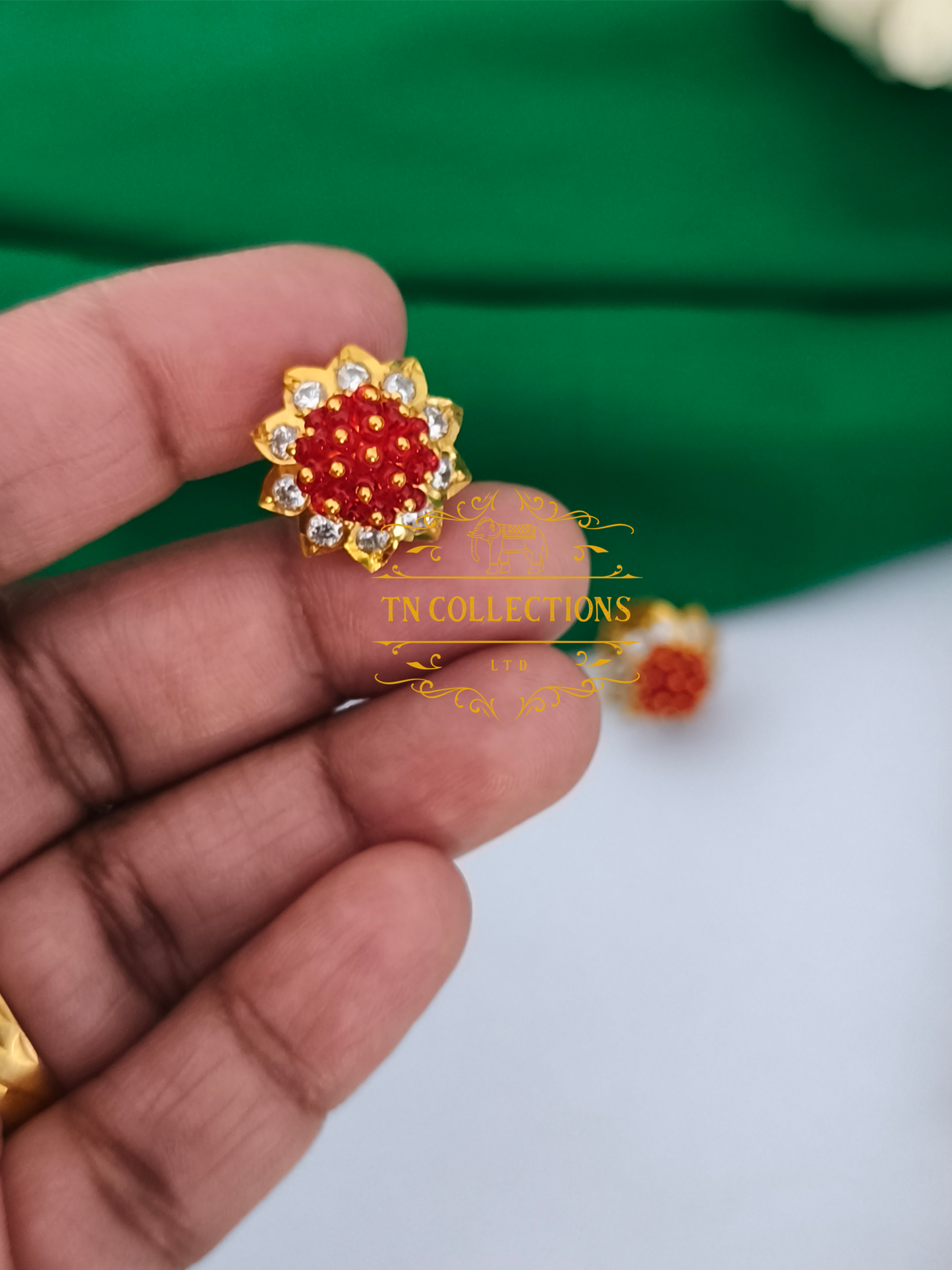 22ct Gold plated Traditional Muthukuviyal Thodu (Red)
