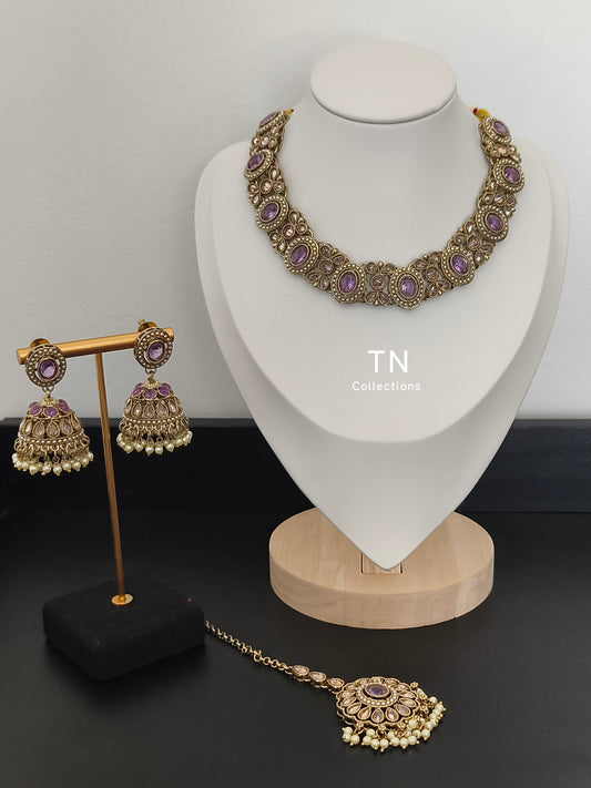 Lavender Choker Necklace Set