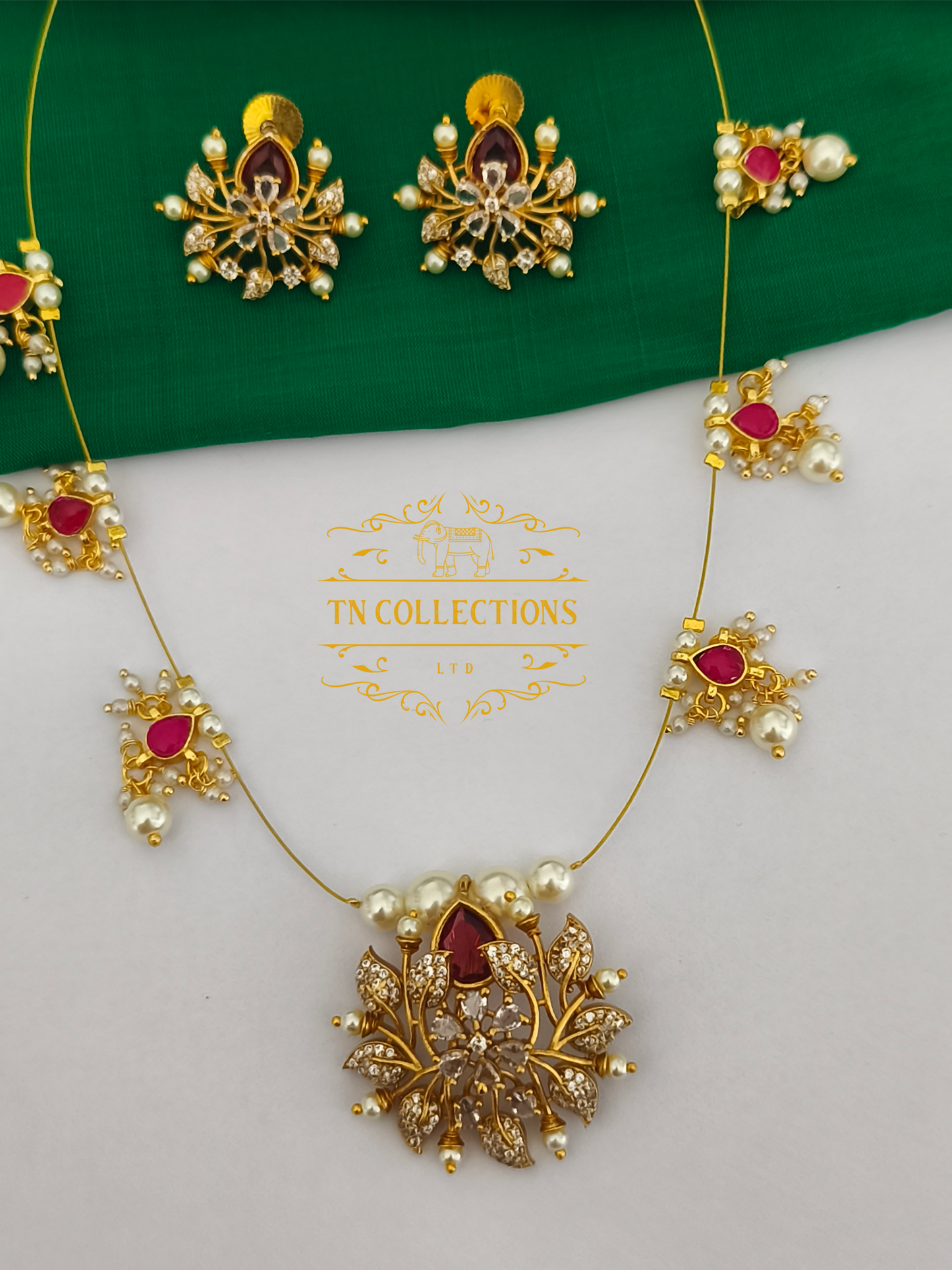 Premium  Ad Stone Invisible Necklace Set