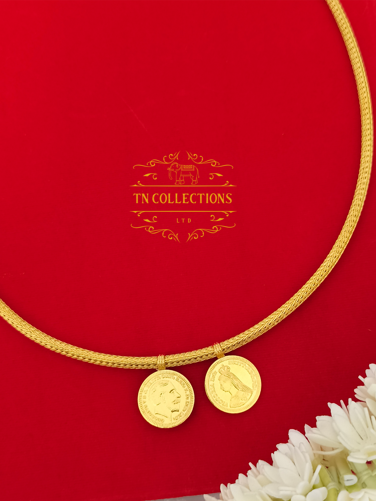 22ct Gold Plated Traditional Hindu Thalikodi with Kombu thali,thadai & Coins (9 - 11 Pawn thickness)