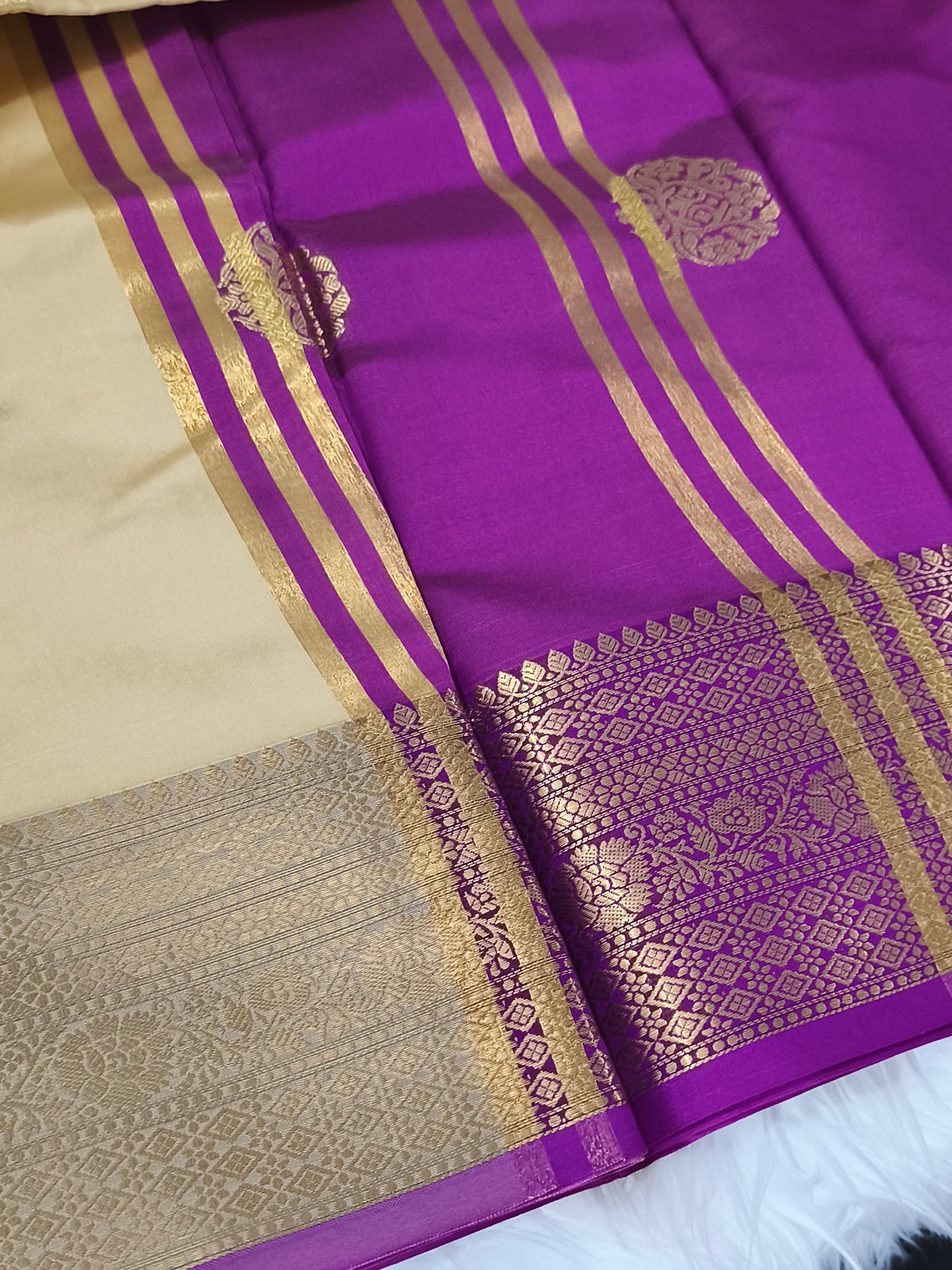 Luxury Semi Soft Silk Saree (Beige)