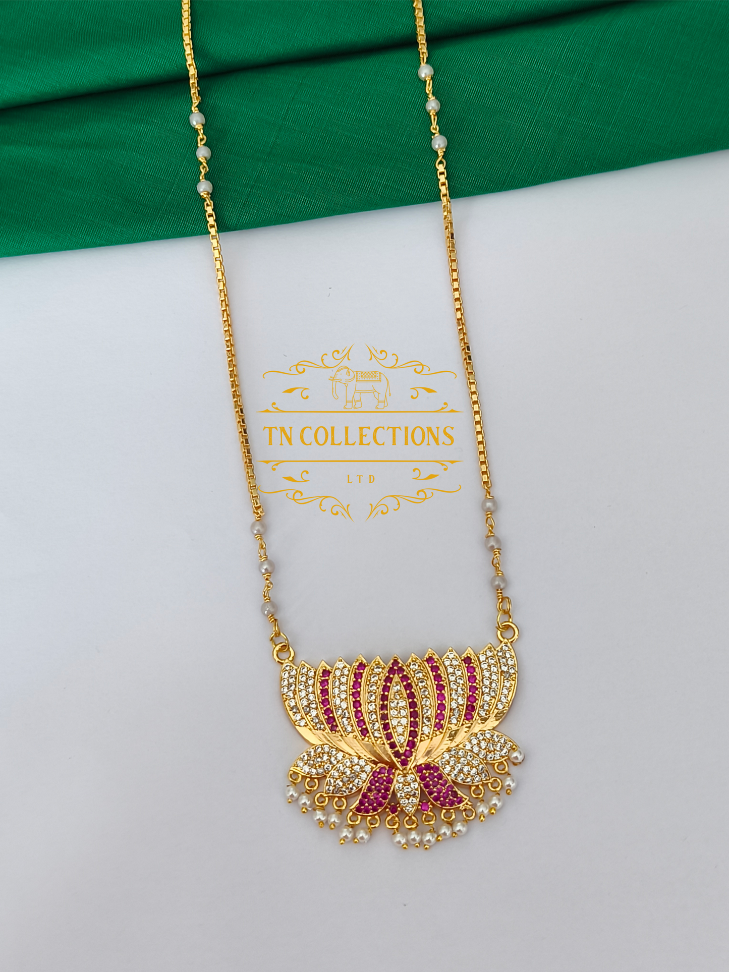 Micro Gold plated Traditional Lotus Pathakkam(24 inches length)