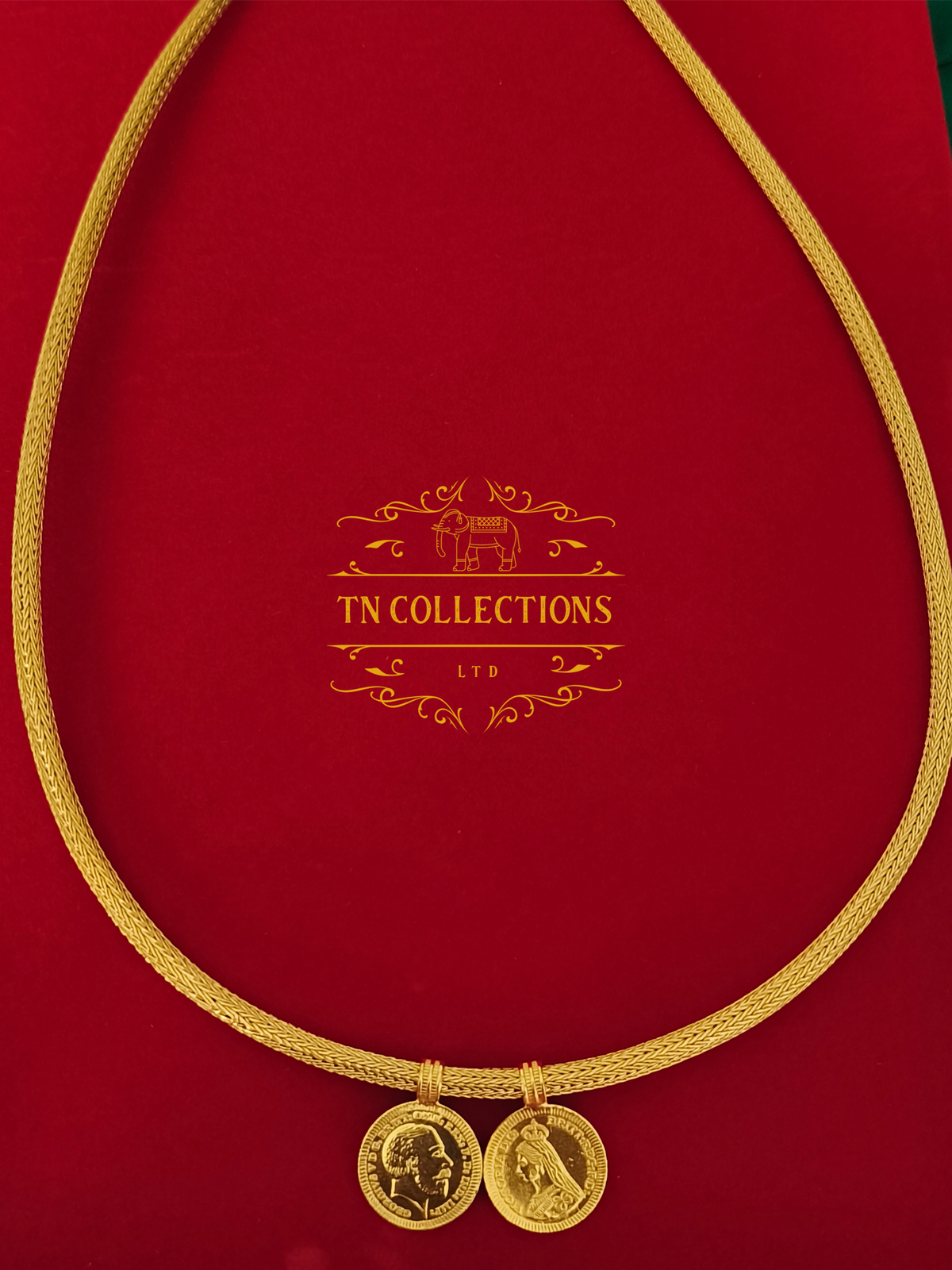 22ct Gold Plated Traditional Hindu Thalikodi with Coins (15- 19 Pawn thickness)