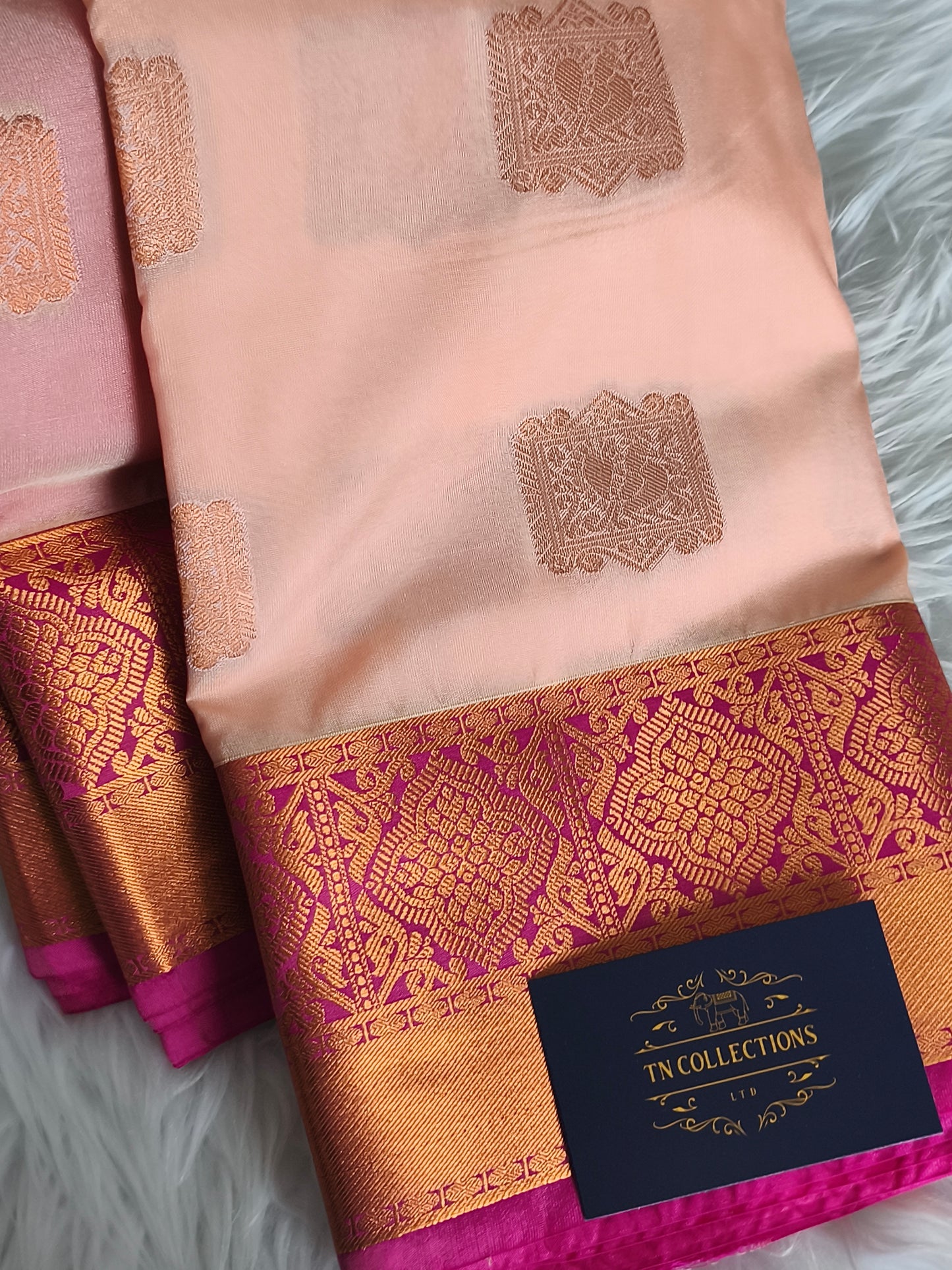 Kanchi Semi Silk Saree with contrast blouse