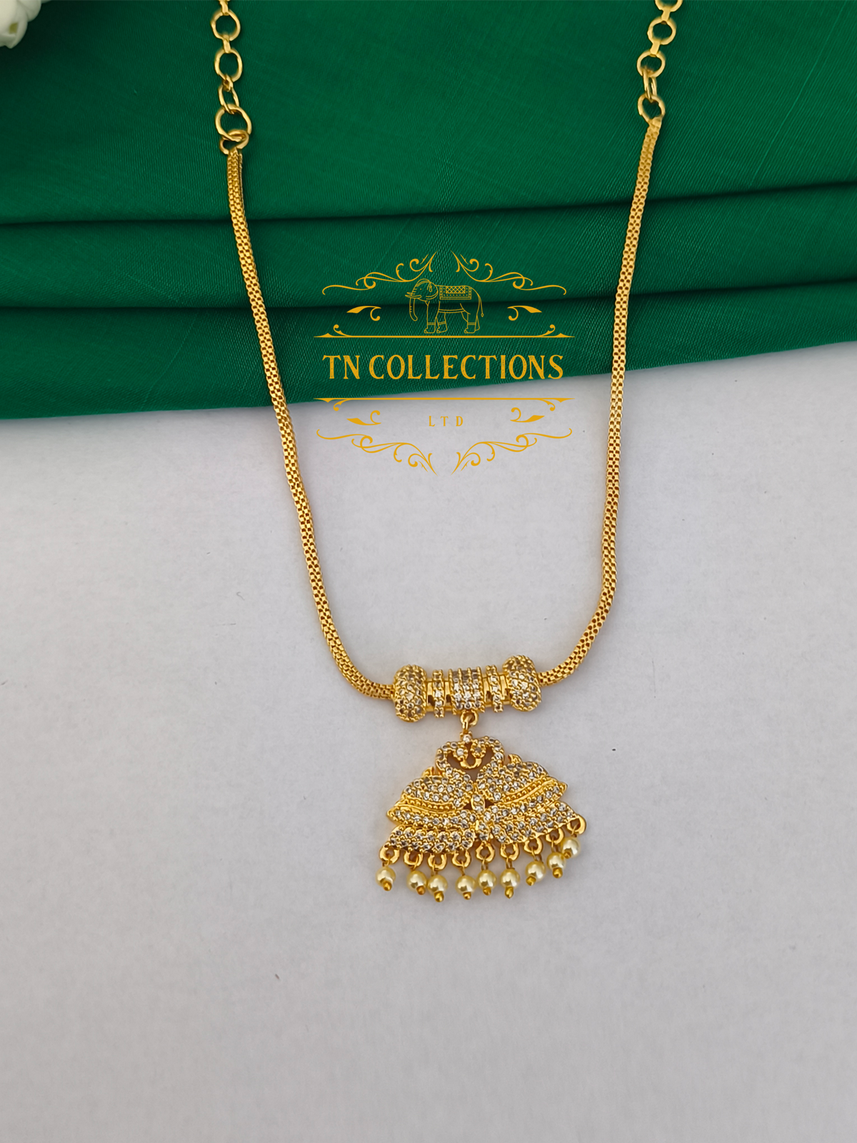 Micro Gold Finish cz stones Attiyal (Full White Stones)