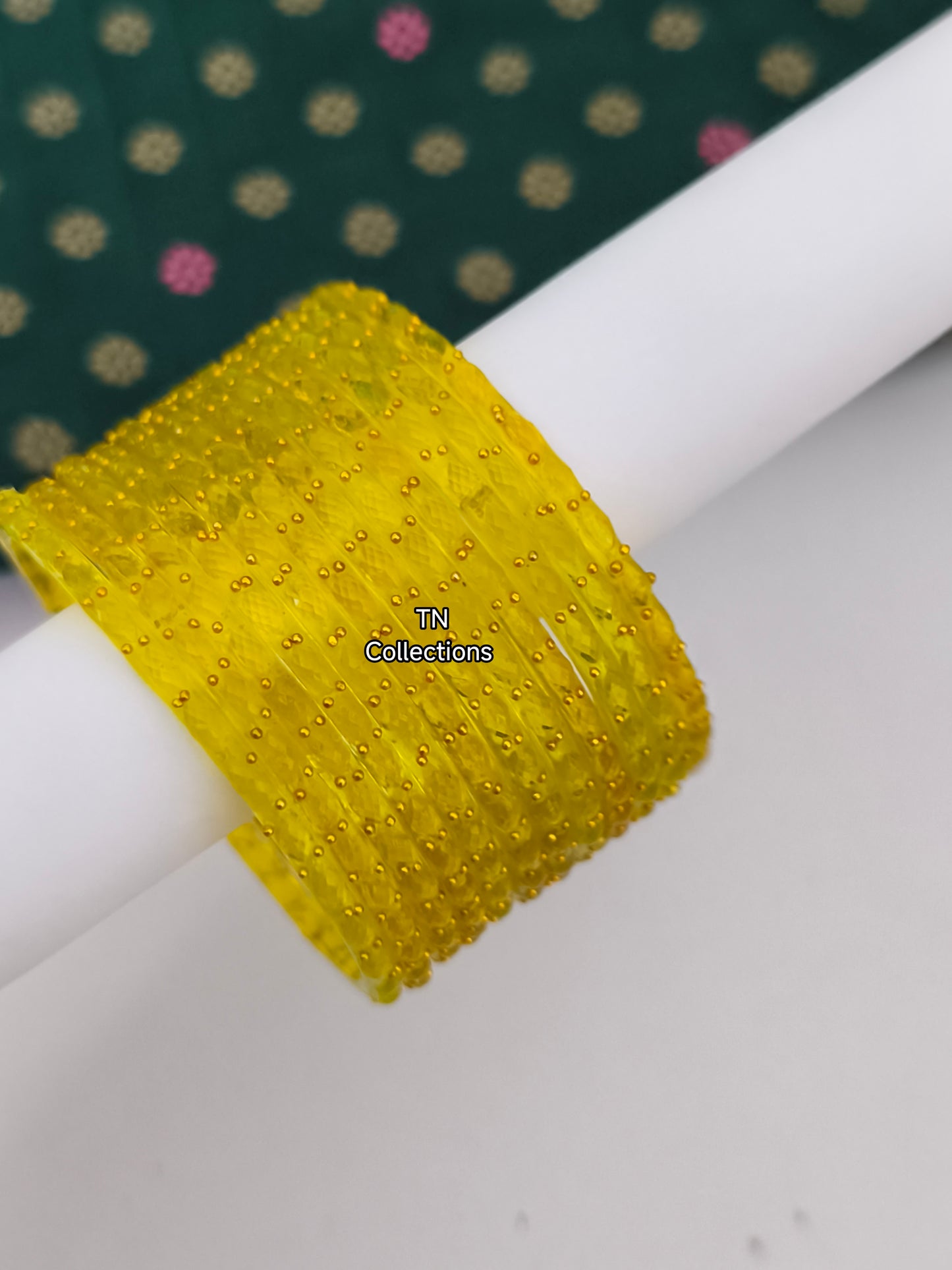 Trendy Yellow Glass Bangles (Size 2.6)