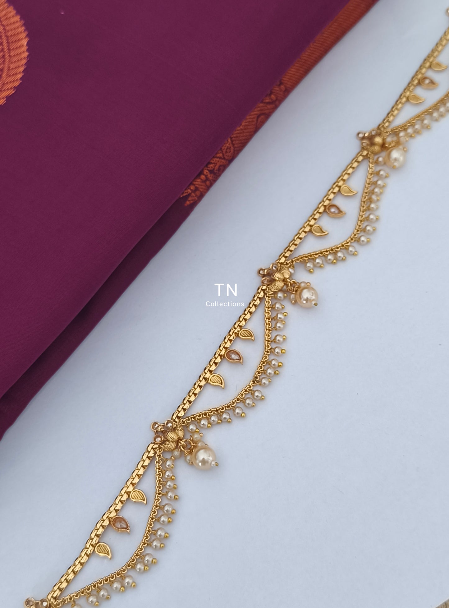 Antique finish Hip Chain (White stones )