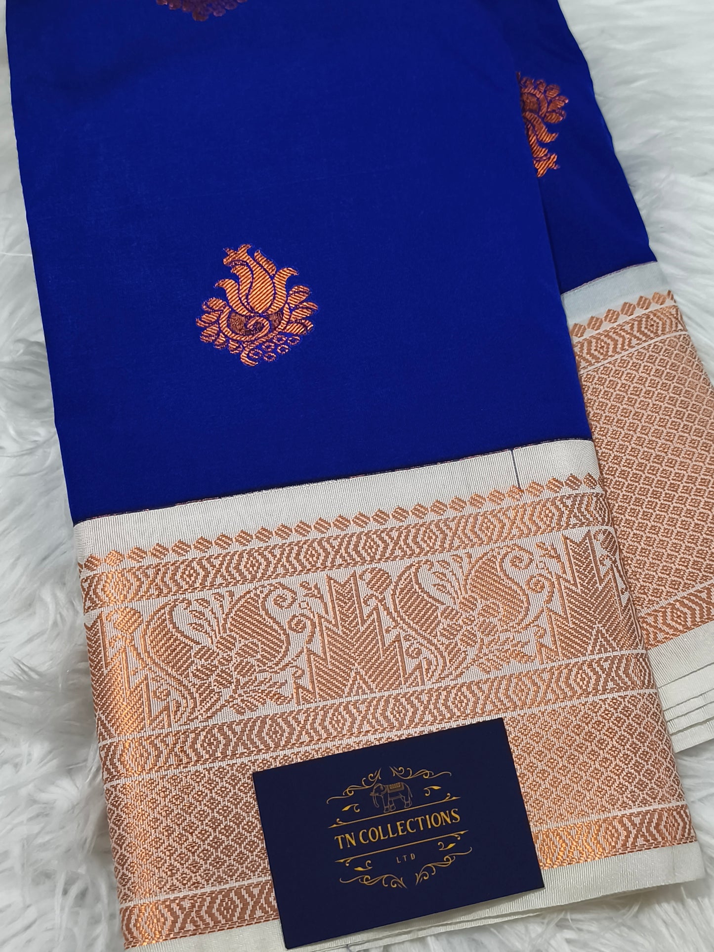 Korvai Premium Soft Silk Saree (Royal Blue)