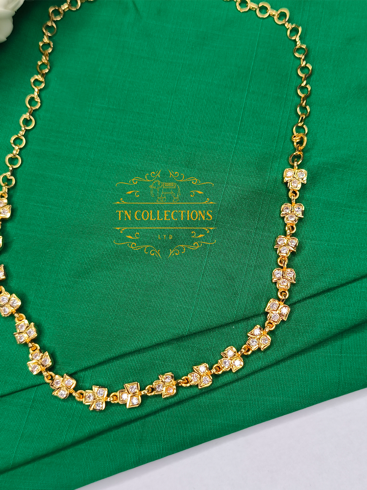 Micro Gold-Plated Impon Choker Necklace (Full white stones)