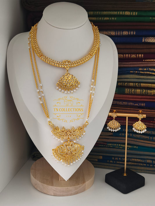 Micro Gold Finish Cz Semi Bridal Set (Full White Stones)