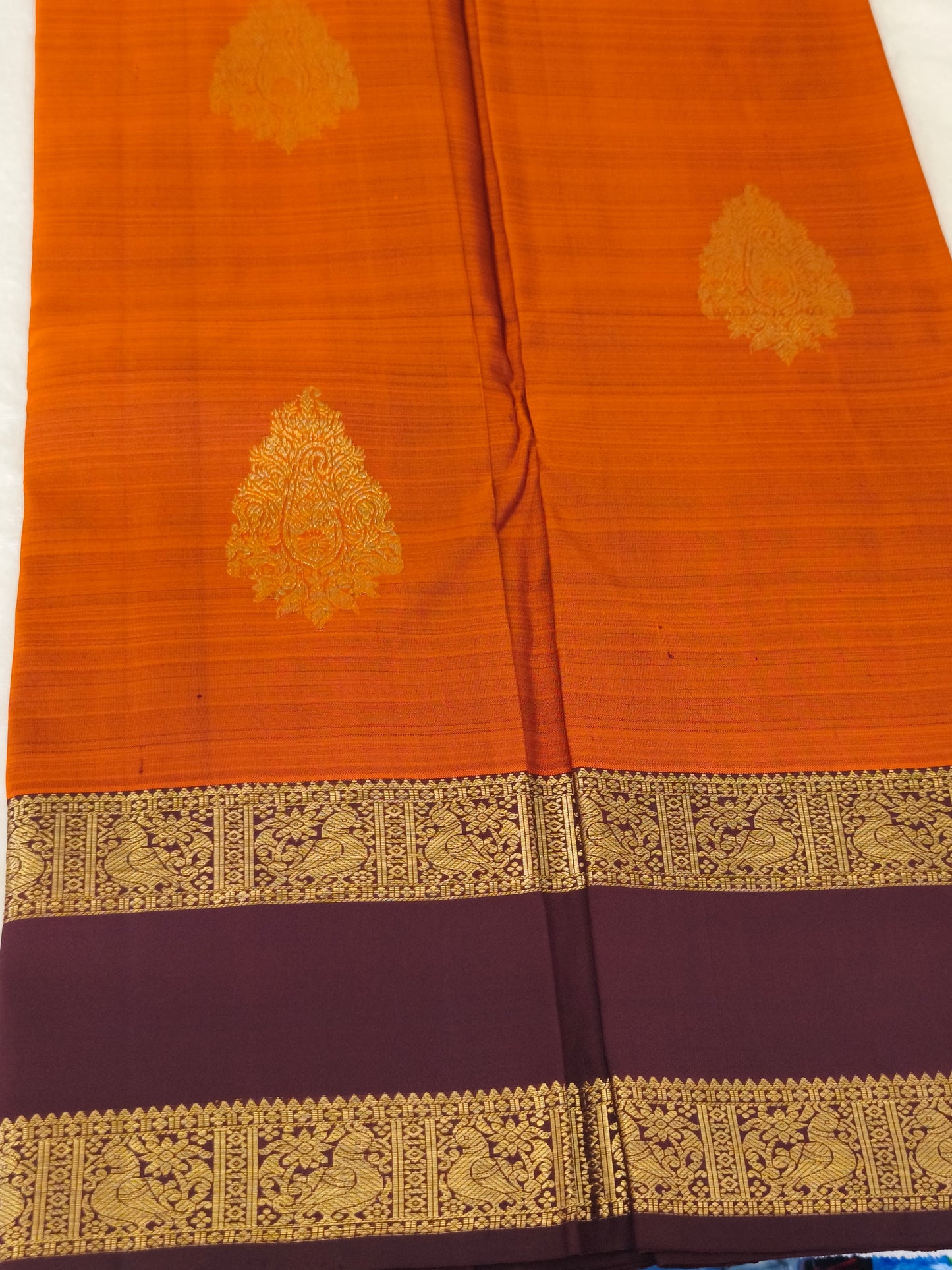 Trendy Pure Kanchipuram Silk Saree (Vintage Rusty Orange)