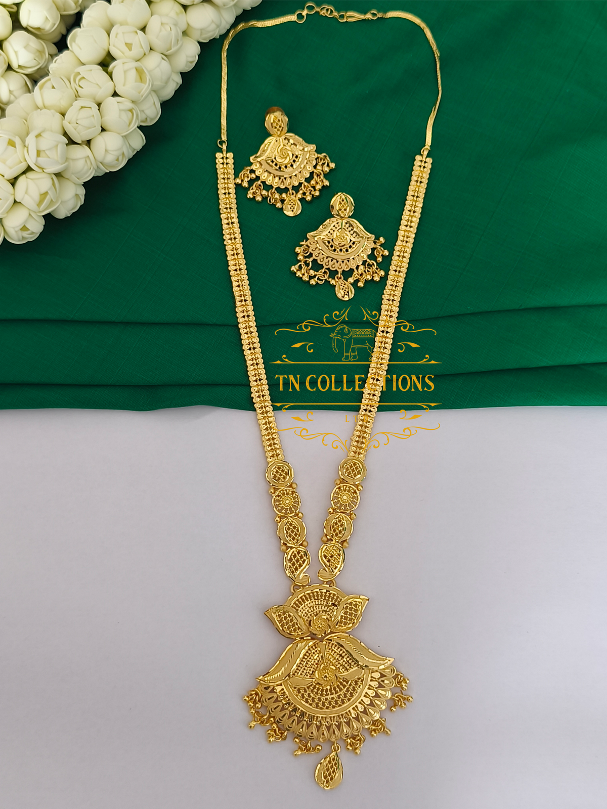 One Gram Gold Forming Haaram with Earrings