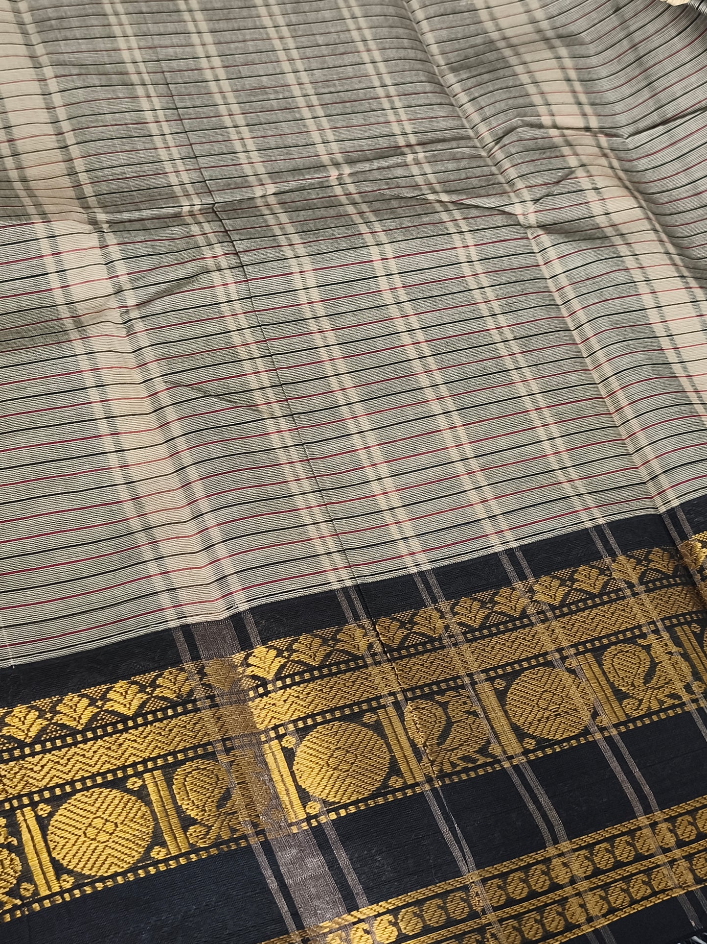 Pure Handloom kanchi cotton Kattam Saree