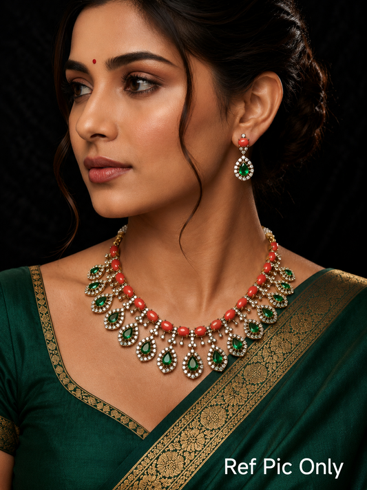 Diamond Finish Designer Choker Necklace Set