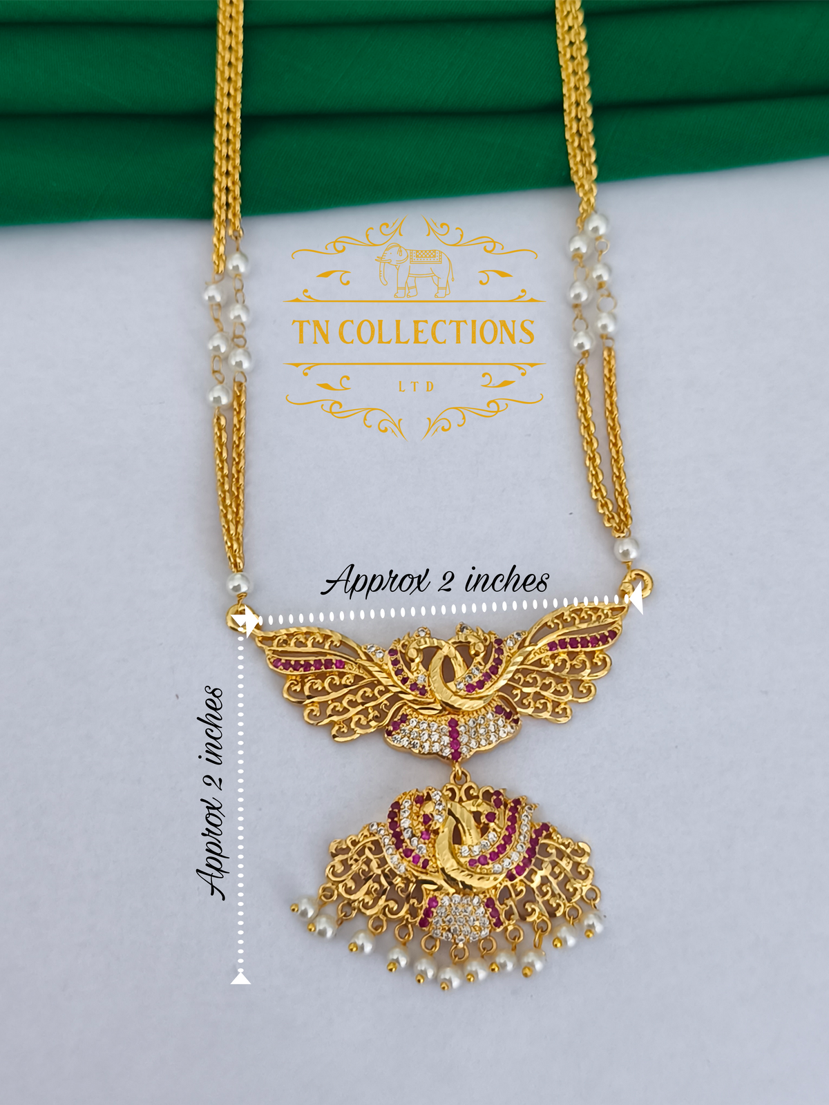 Micro Gold-Plated Attiyal Pathakkam Set (Ruby & White Stones)