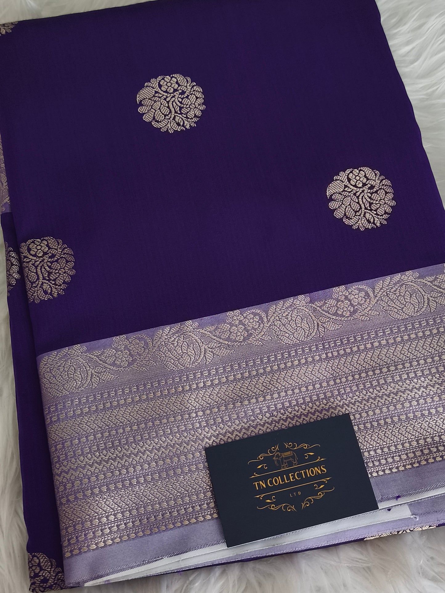 Banarasi Semi Katan Semi Silk Saree (Dark Purple)