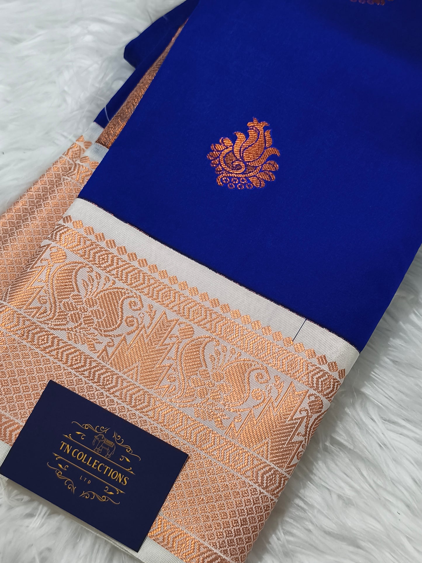 Korvai Premium Soft Silk Saree (Royal Blue)