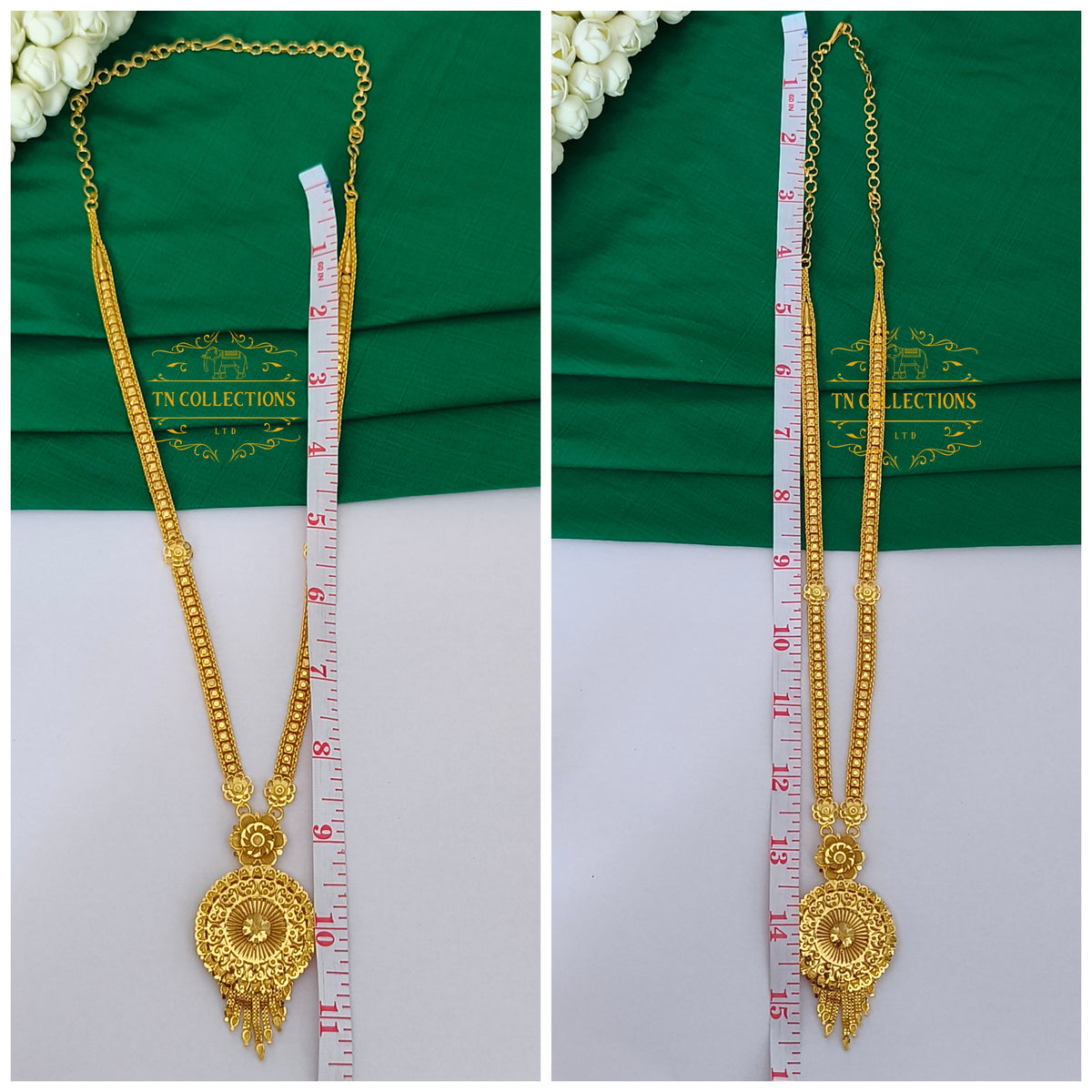 Gold Plated Long Haaram with Earrings
