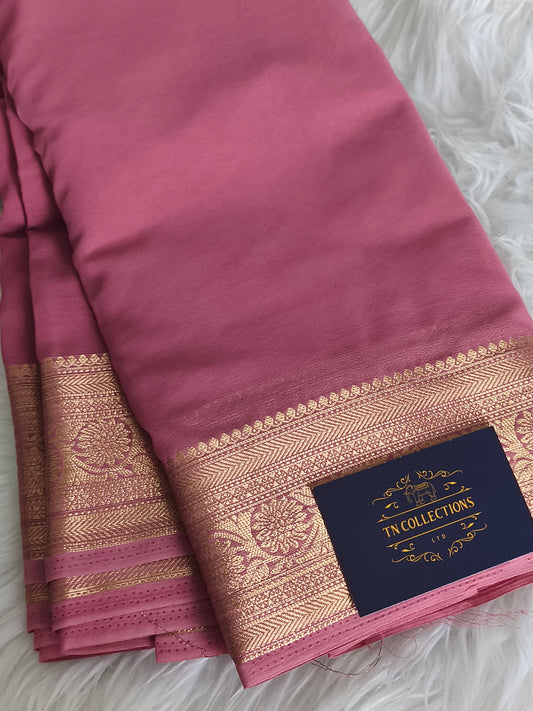 Dusky Pink colour Chiffon Georgette Party Saree