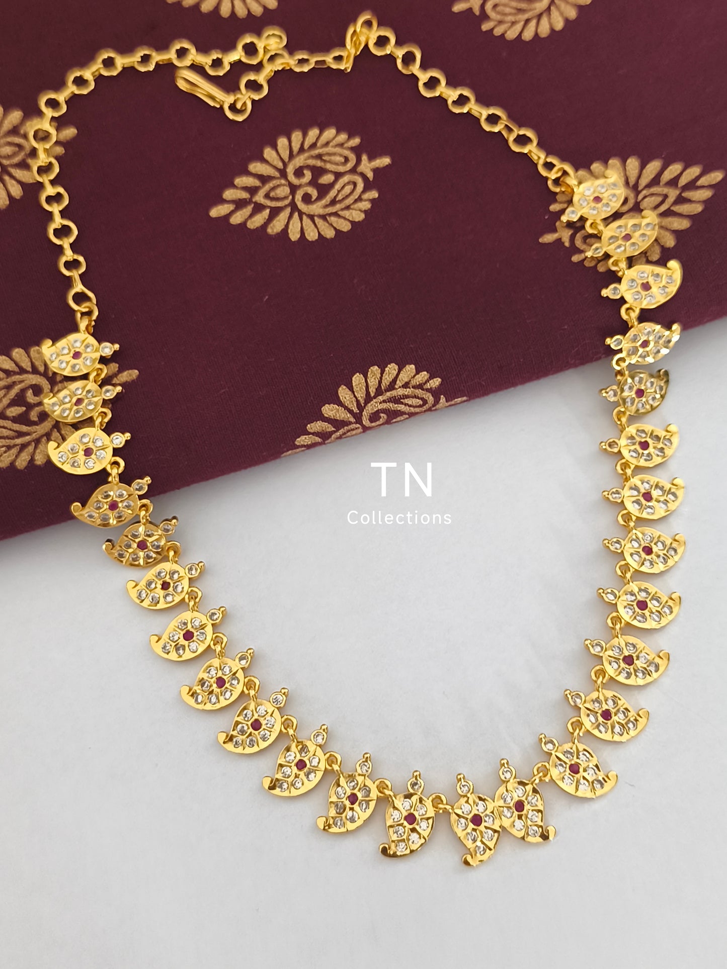 Ruby & white stones Traditional Mango Attiyal