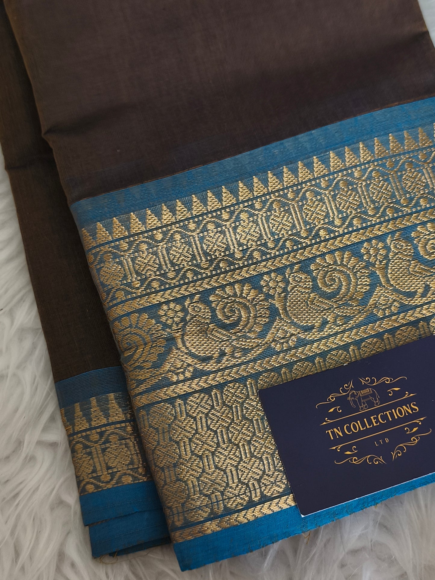 Pure kanchi Cotton Saree (Brown)