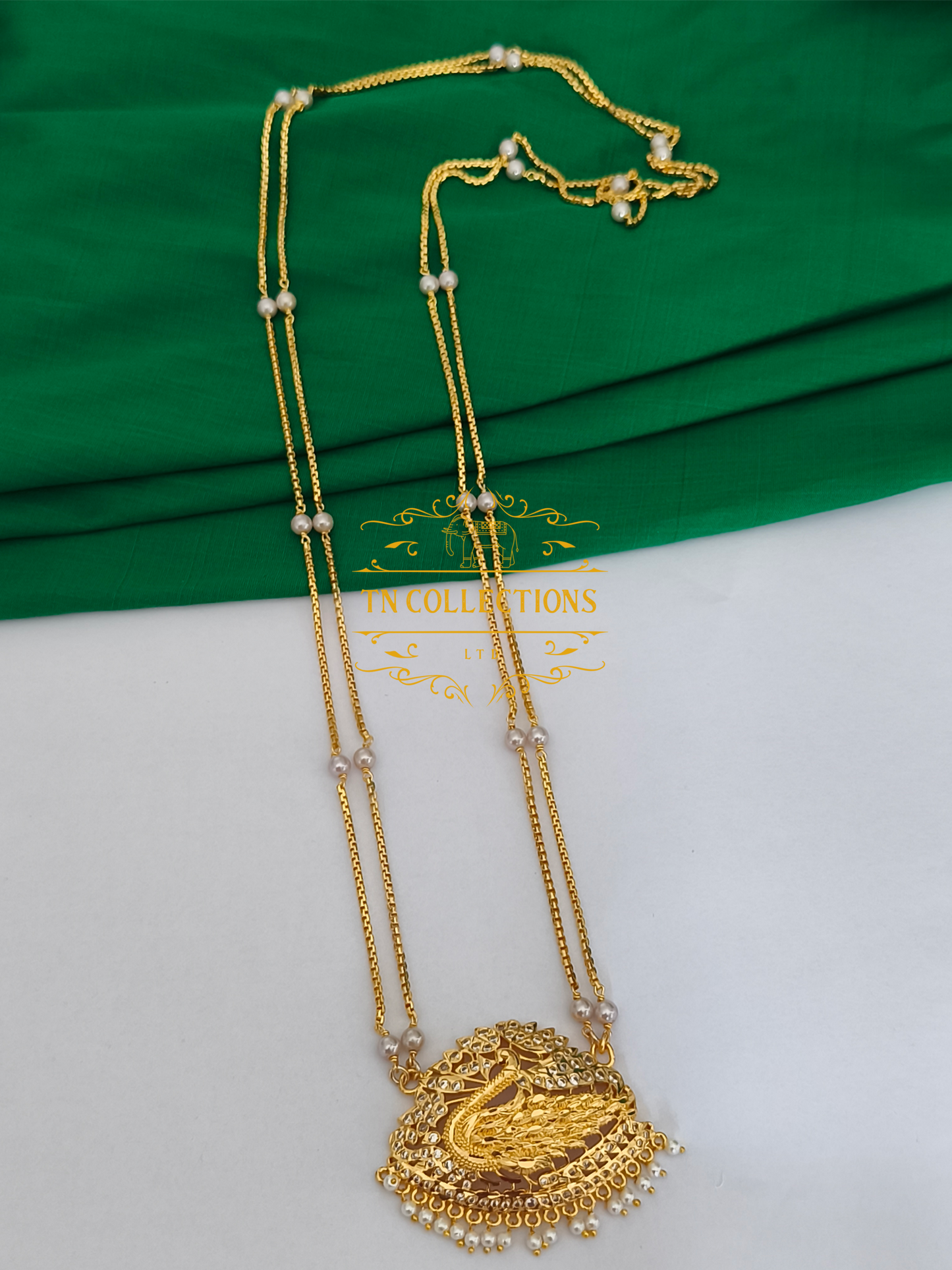 Micro Gold-Plated Traditional Pathakkam with Double layer Pearl chain