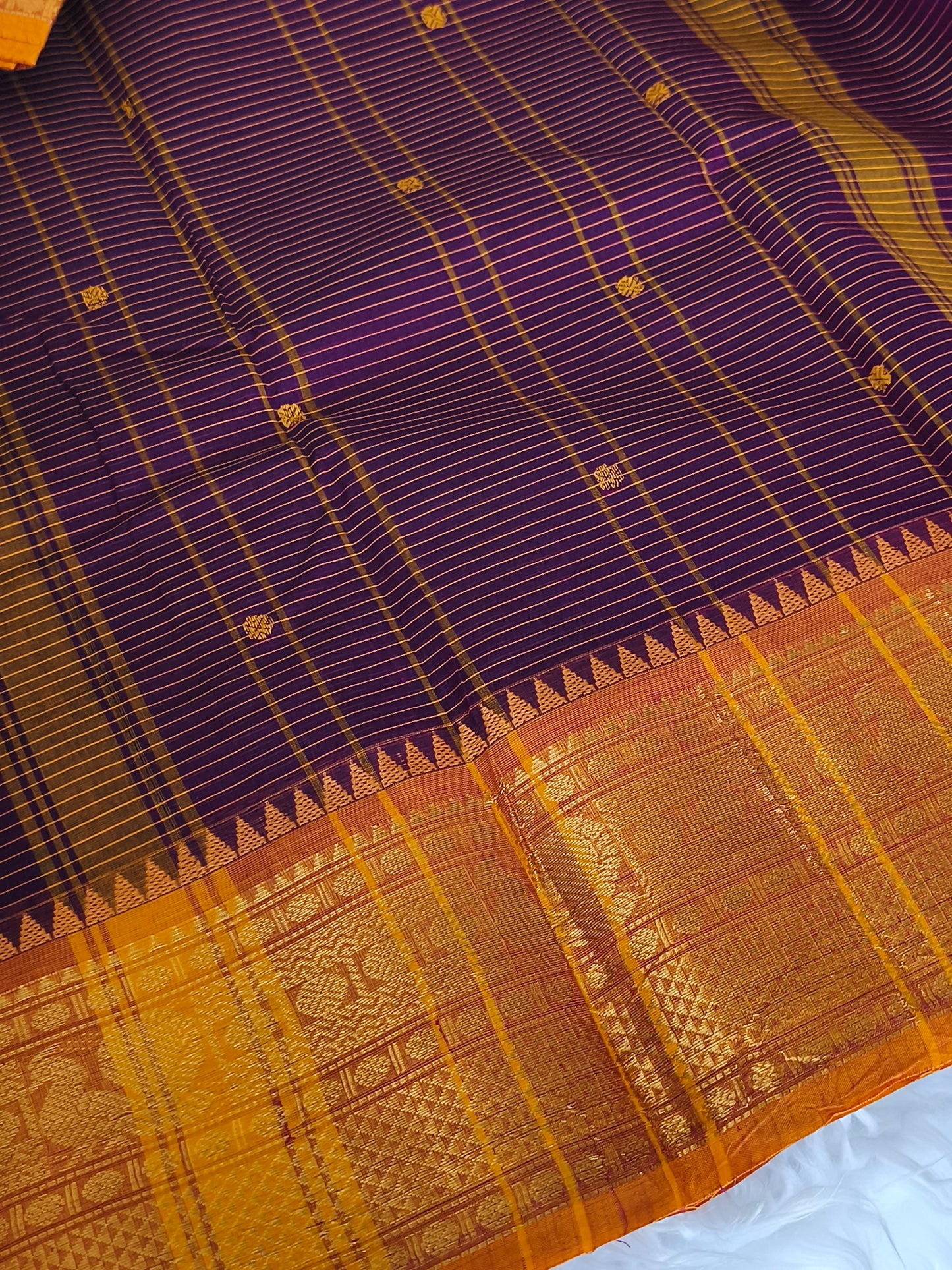 Pure Handloom checked Kanchi Cotton Saree