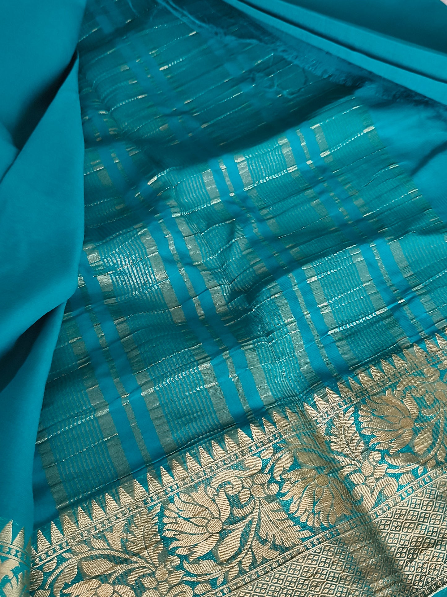 Peacock green Light Green soft Chiffon Saree