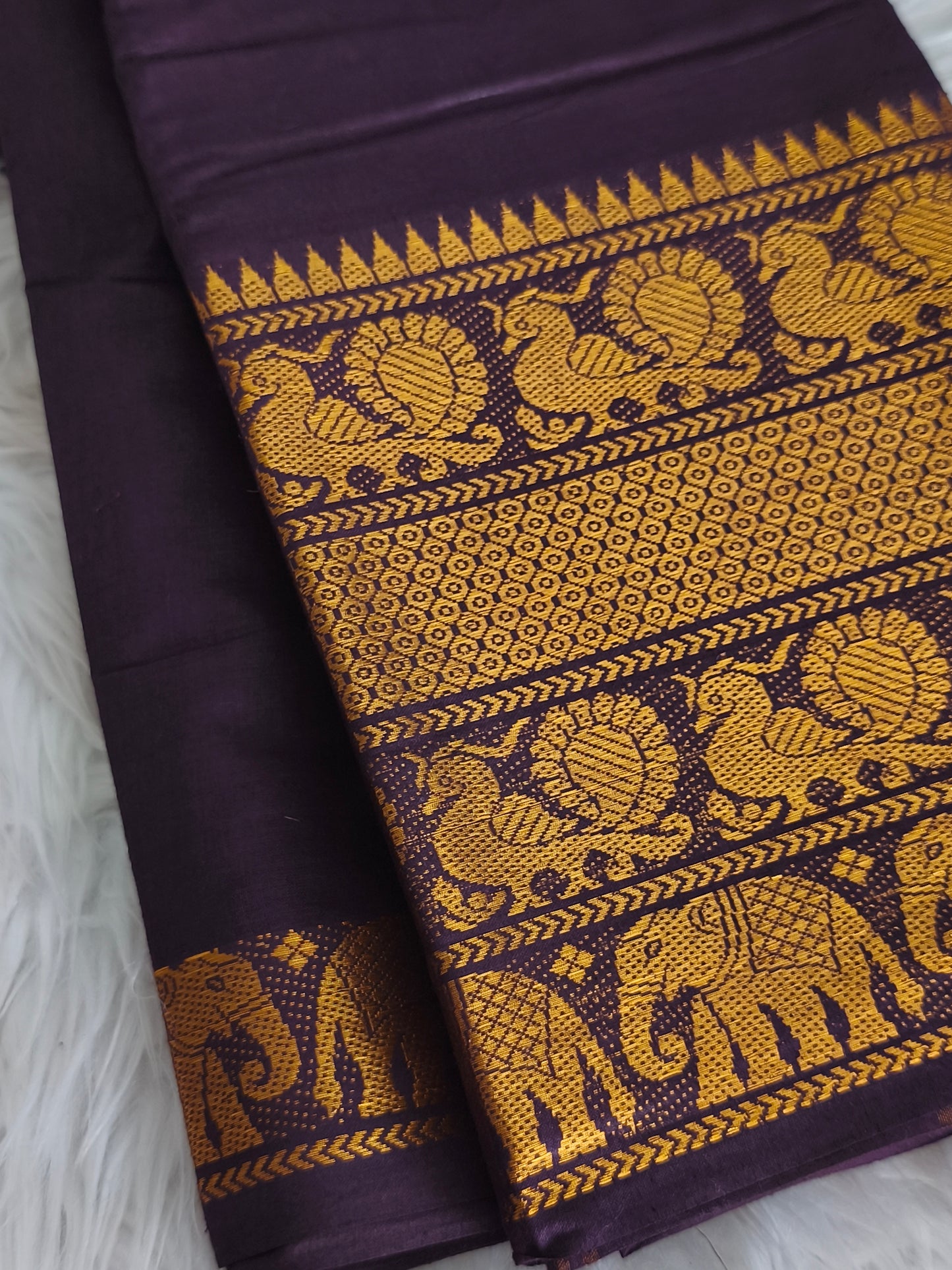 Soft Sungudi Cotton Saree (Coffee Brown)