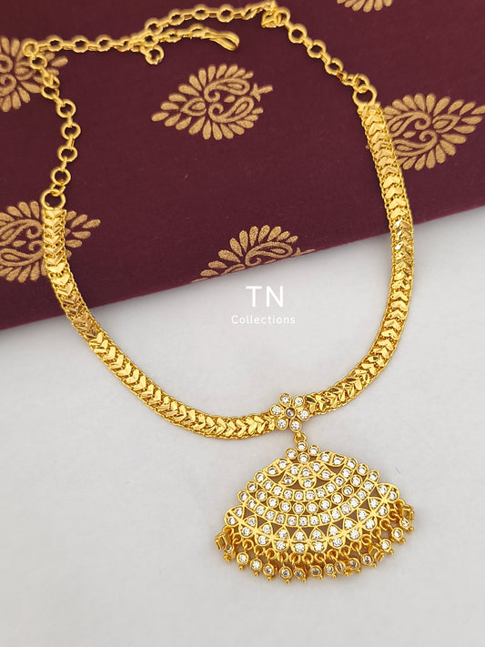 Micro gold plated Traditional Attiyal Full white stones