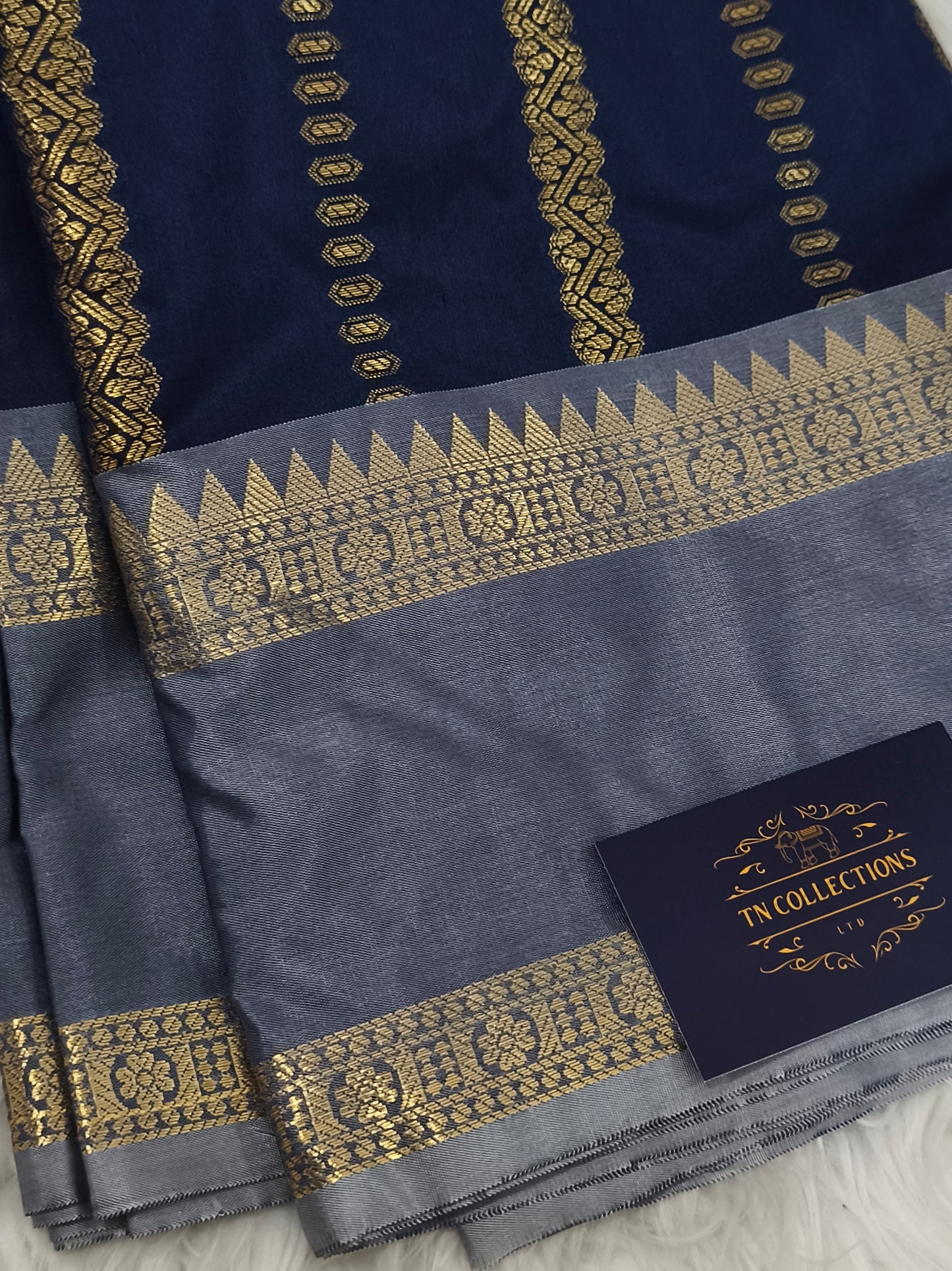 Semi Soft Silk Saree (Navy Blue)