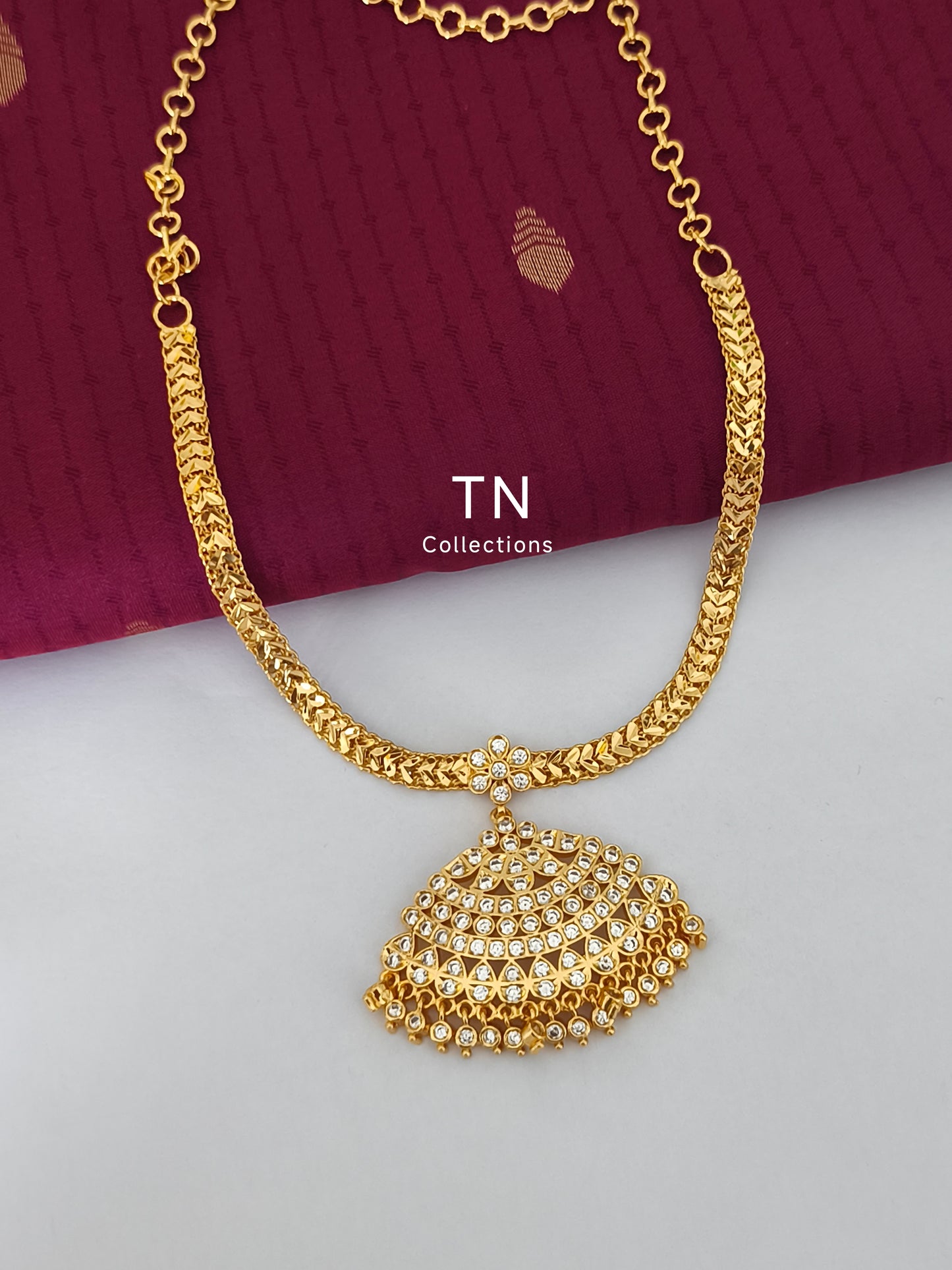 Micro gold plated Traditional Attiyal Full white stones