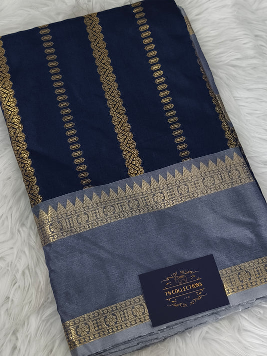 Semi Soft Silk Saree (Navy Blue)