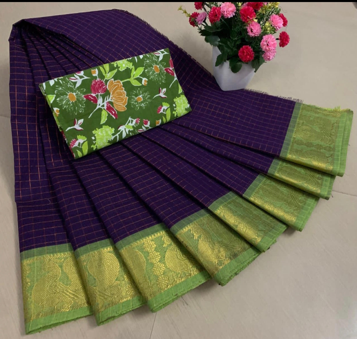Pure Sungudi Cotton Saree (Purple)