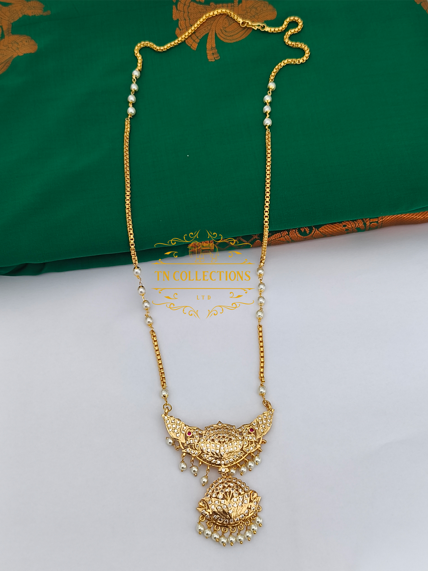 Micro Gold-Plated Traditional Alli Attiyal Pathakkam set (White stones)