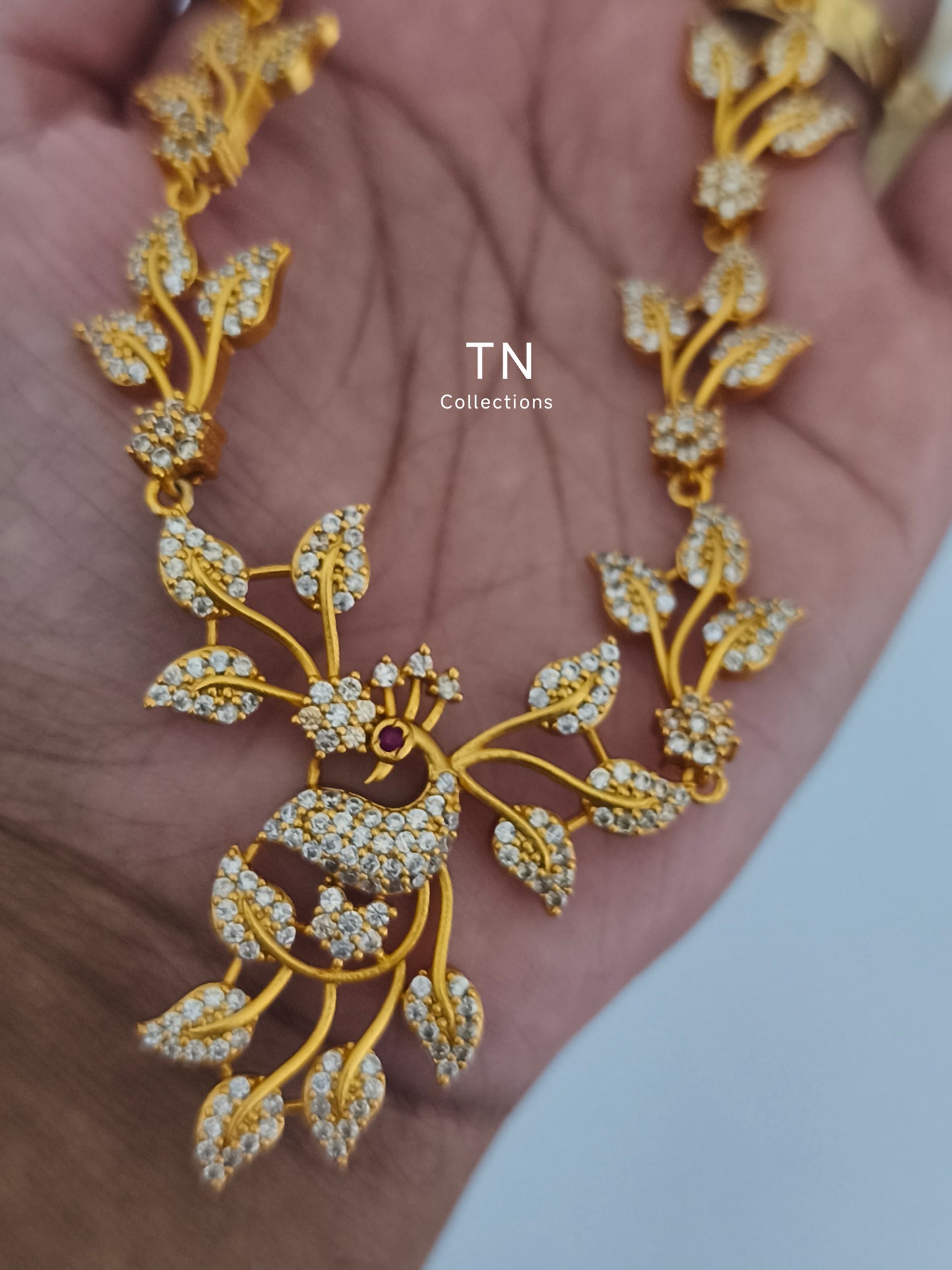 Simple Gold finish Peacock Design Necklace