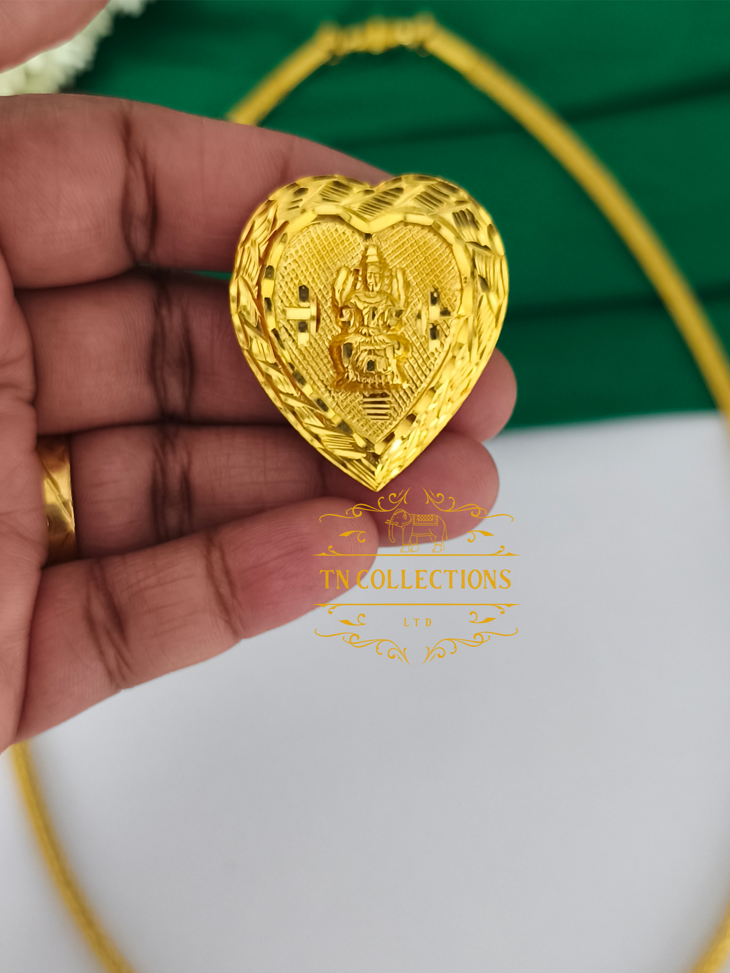 22ct Gold Plated Traditional Hindu Thalikodi with Amman thali & Coins (15- 19 Pawn thickness)