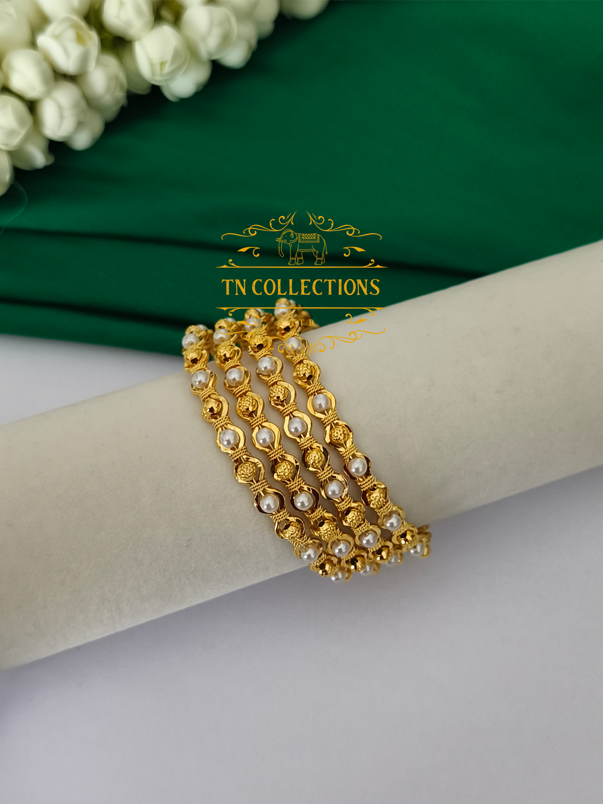 One gram gold forming Pearl Bangles  Set