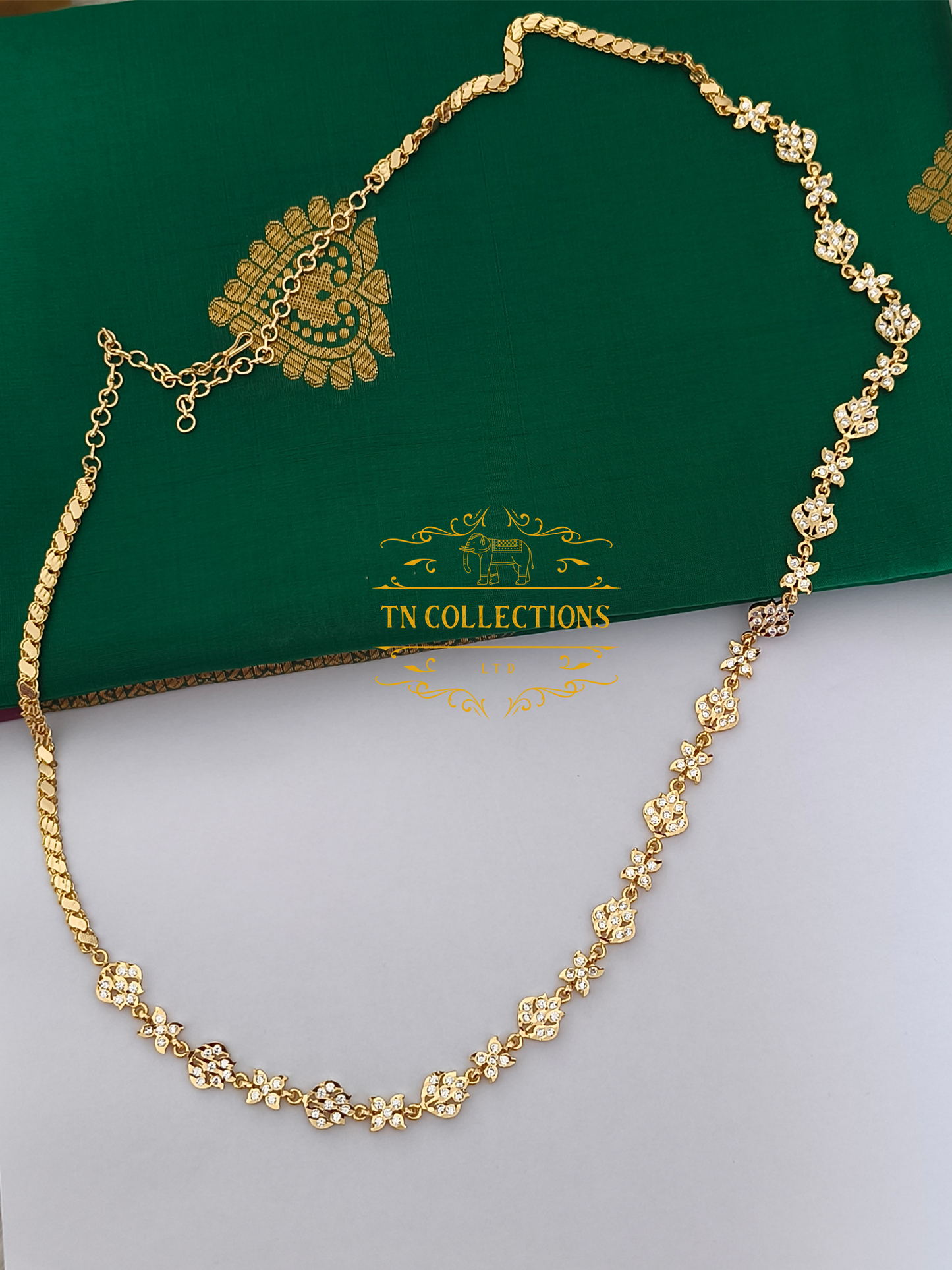 Micro Gold-Plated Trendy Hip chain (Full white stones)
