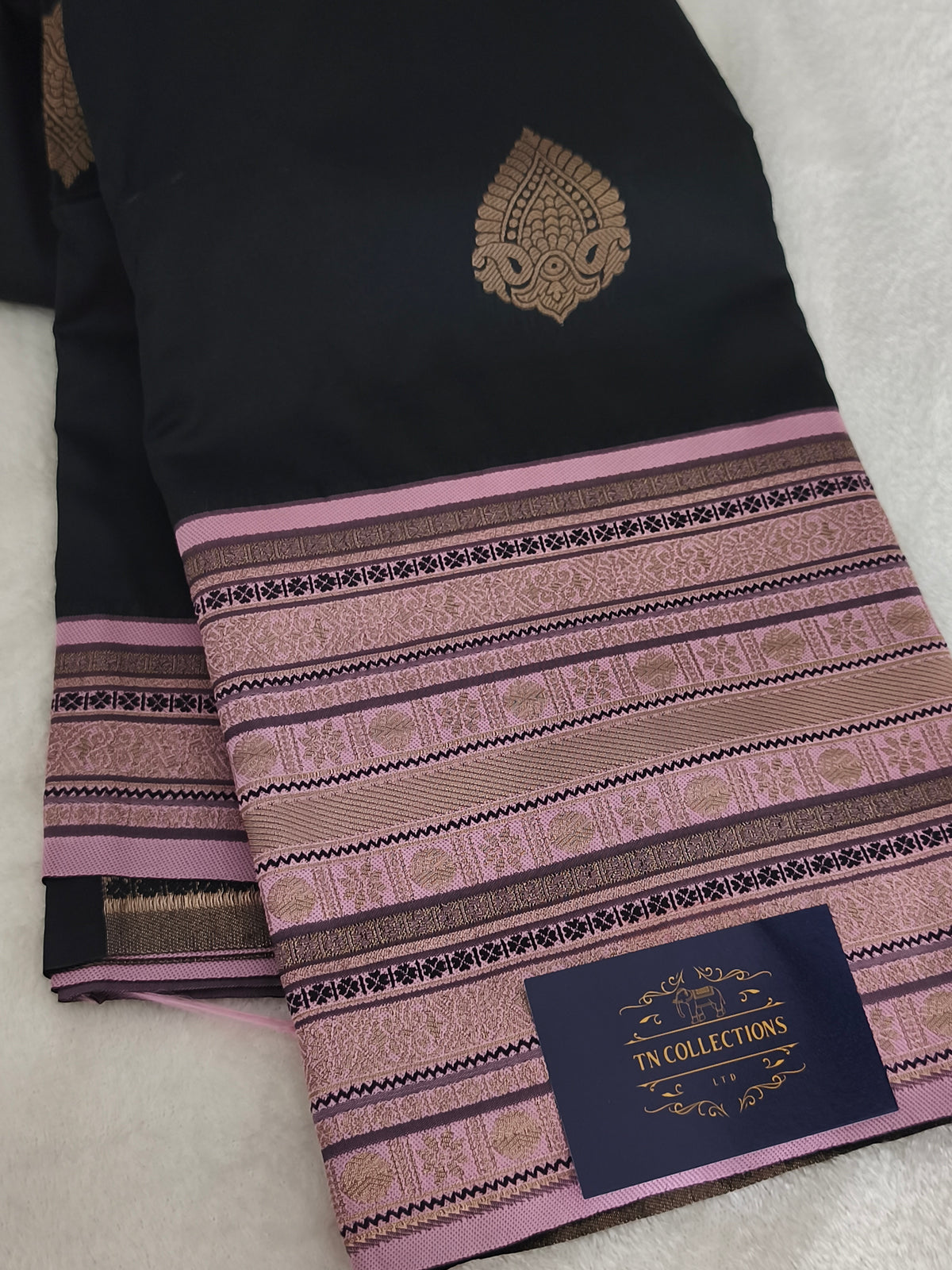 Black Kanchi semi silk Saree